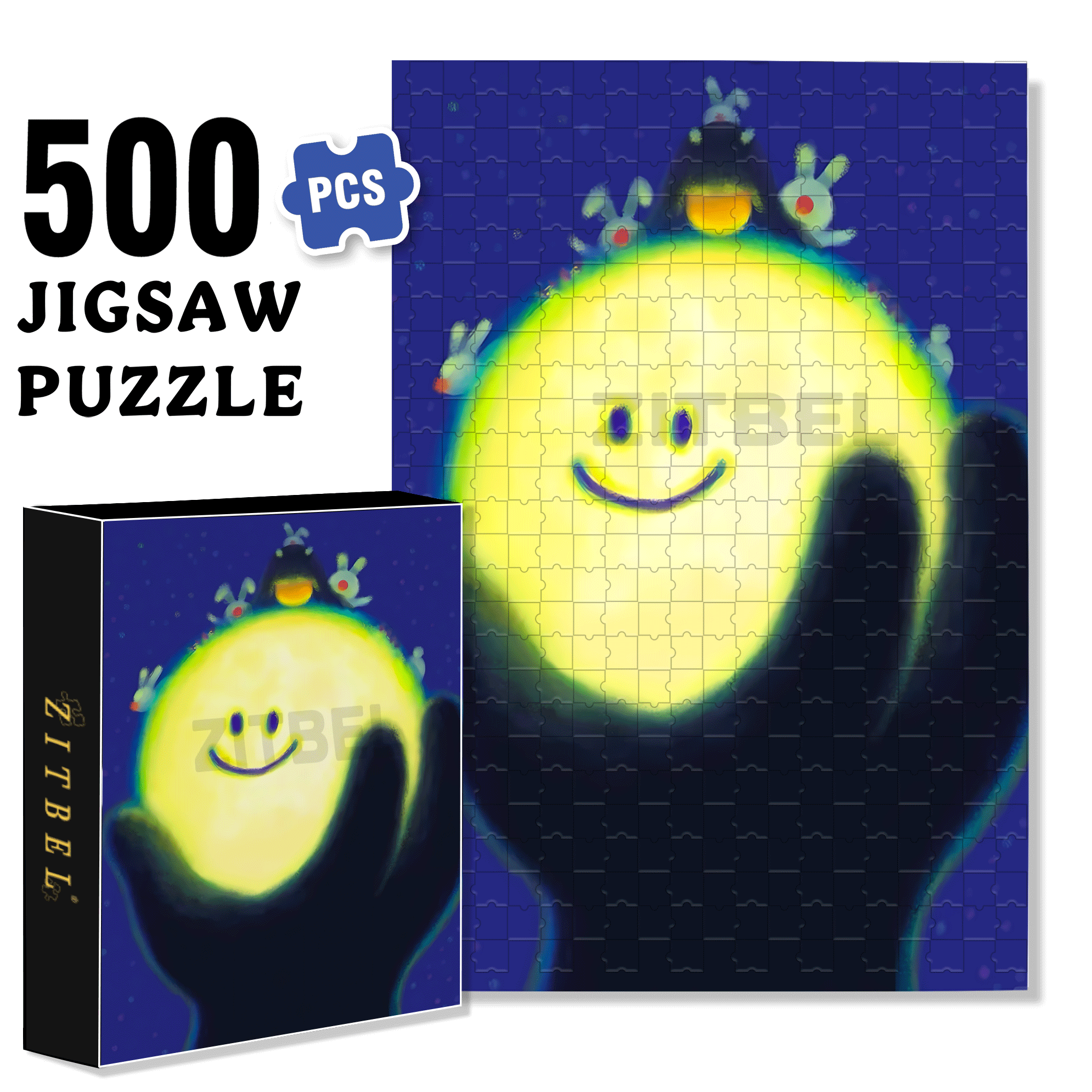 Be Happy 500pcs/1000pcs Jigsaw Puzzle, Scratch-Resistant, Interactive Family Game & Brain-Boosting DIY Decor, Perfect for Halloween, Christmas & New Year Gifts, Family Puzzle Game