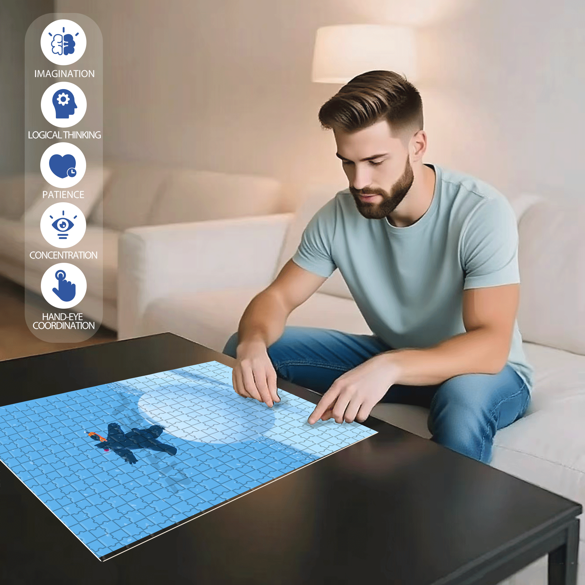 Big Snowball 500pcs/1000pcs Jigsaw Puzzle, Scratch-Resistant, Interactive Family Game & Brain-Boosting DIY Decor, Perfect for Halloween, Christmas & New Year Gifts, Family Puzzle Game