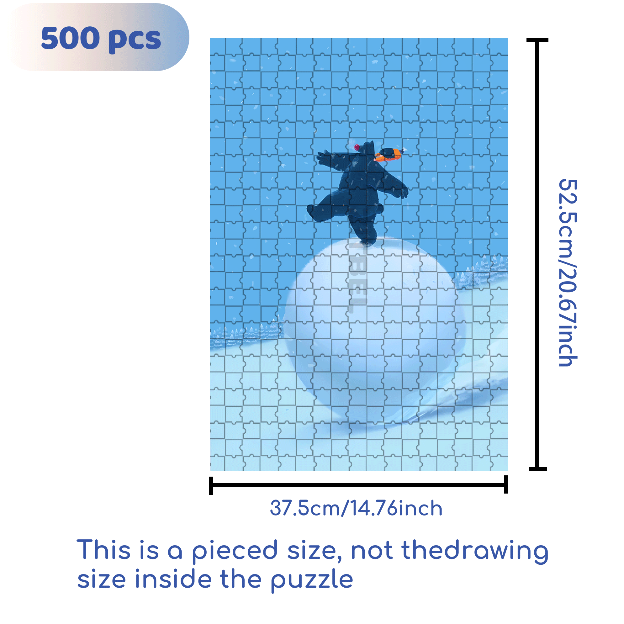 Big Snowball 500pcs/1000pcs Jigsaw Puzzle, Scratch-Resistant, Interactive Family Game & Brain-Boosting DIY Decor, Perfect for Halloween, Christmas & New Year Gifts, Family Puzzle Game