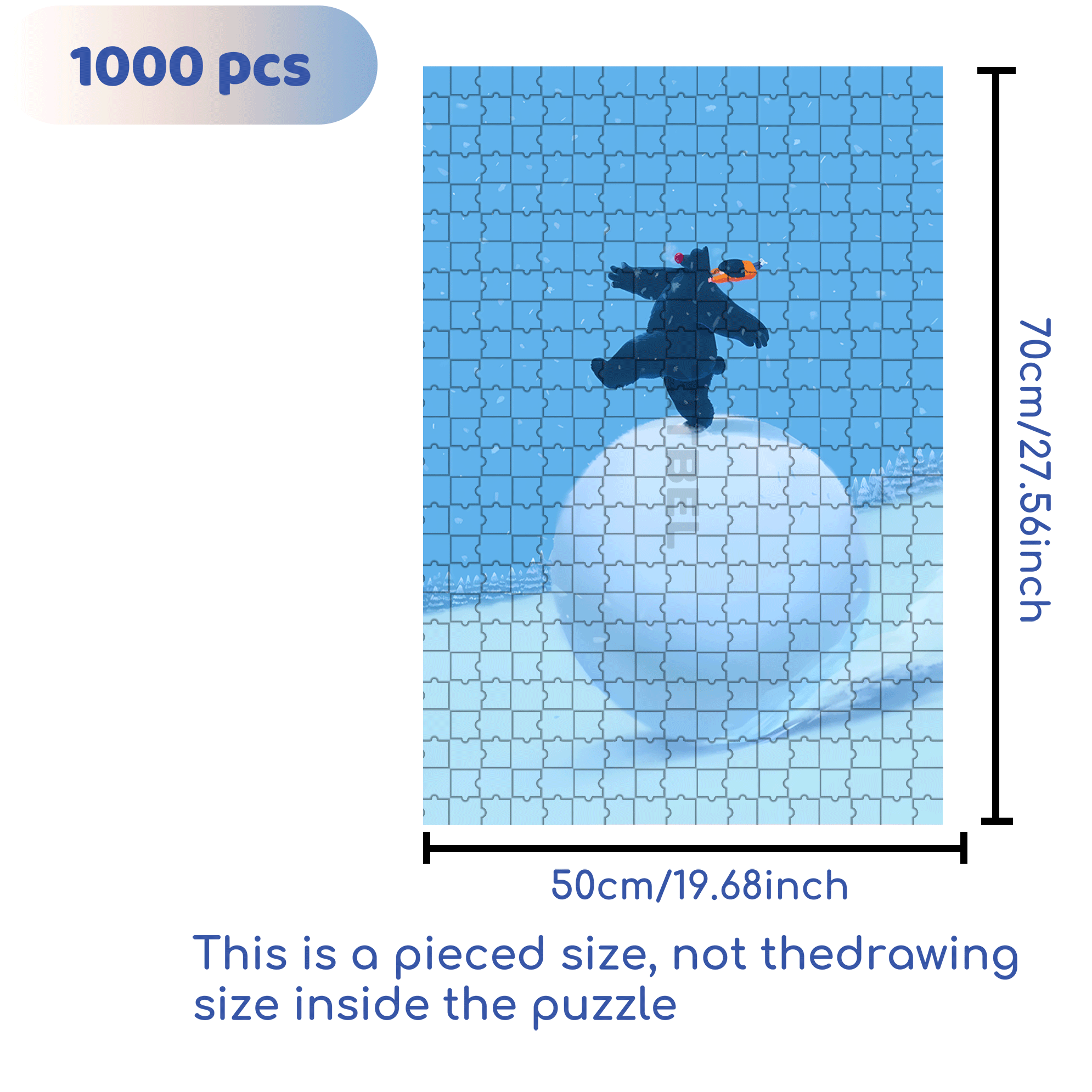 Big Snowball 500pcs/1000pcs Jigsaw Puzzle, Scratch-Resistant, Interactive Family Game & Brain-Boosting DIY Decor, Perfect for Halloween, Christmas & New Year Gifts, Family Puzzle Game