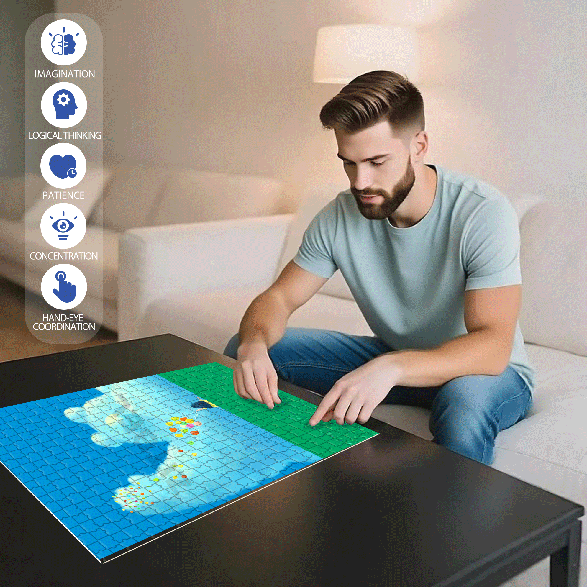 Cloud Knows 500pcs/1000pcs Jigsaw Puzzle, Scratch-Resistant, Interactive Family Game & Brain-Boosting DIY Decor, Perfect for Halloween, Christmas & New Year Gifts, Family Puzzle Game