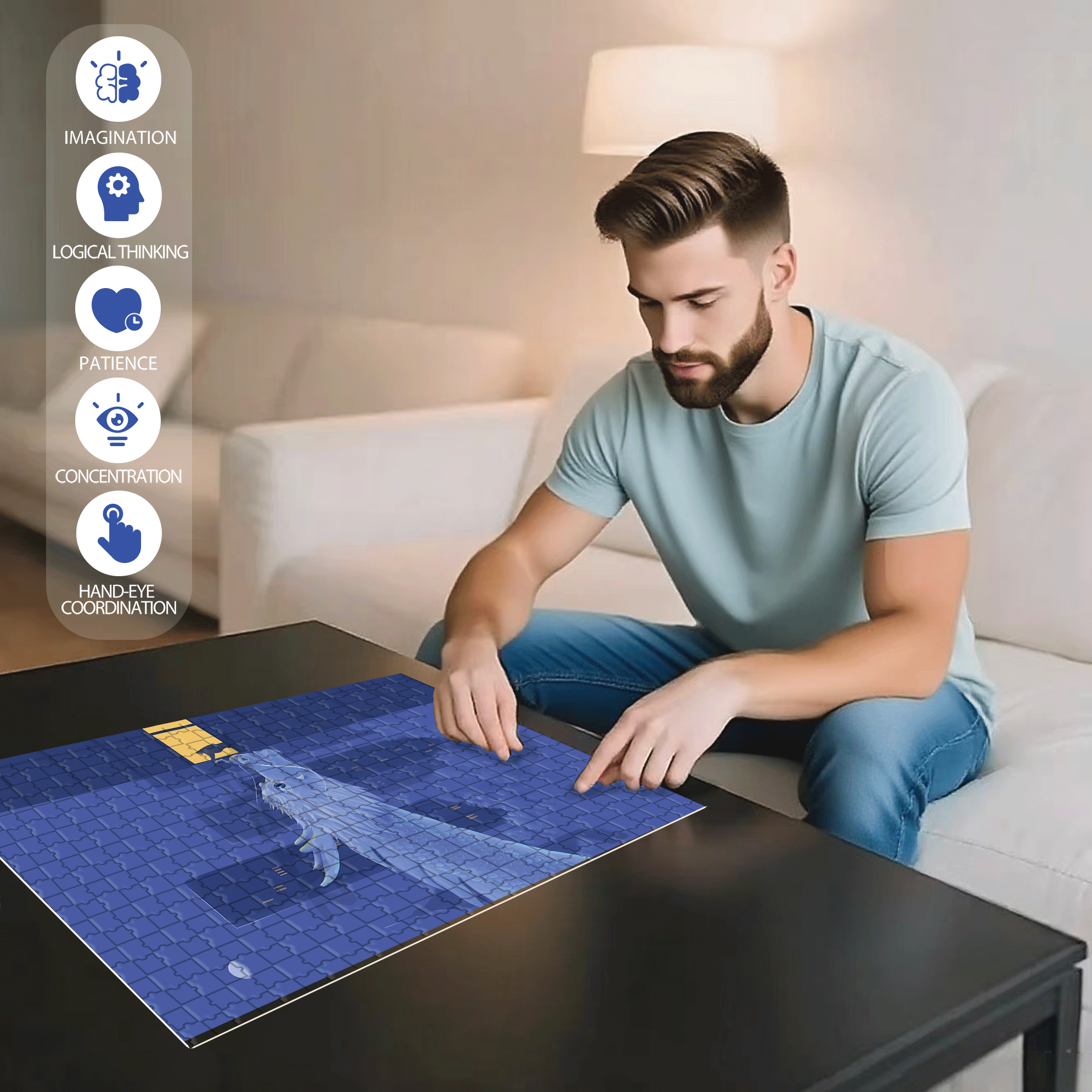 I Miss U 500pcs/1000pcs Jigsaw Puzzle, Scratch-Resistant, Interactive Family Game & Brain-Boosting DIY Decor, Perfect for Halloween, Christmas & New Year Gifts, Family Puzzle Game