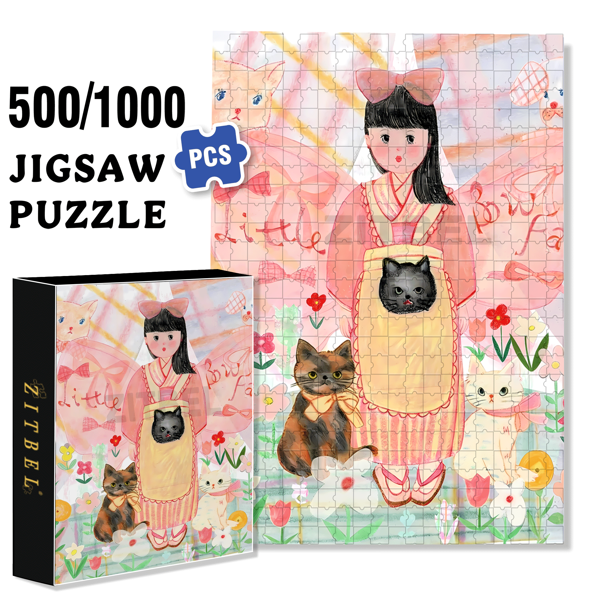 Little Bow Fairy 500pcs/1000pcs Jigsaw Puzzle, Scratch-Resistant, Interactive Family Game & Brain-Boosting DIY Decor, Perfect for Halloween, Christmas & New Year Gifts, Family Puzzle Game