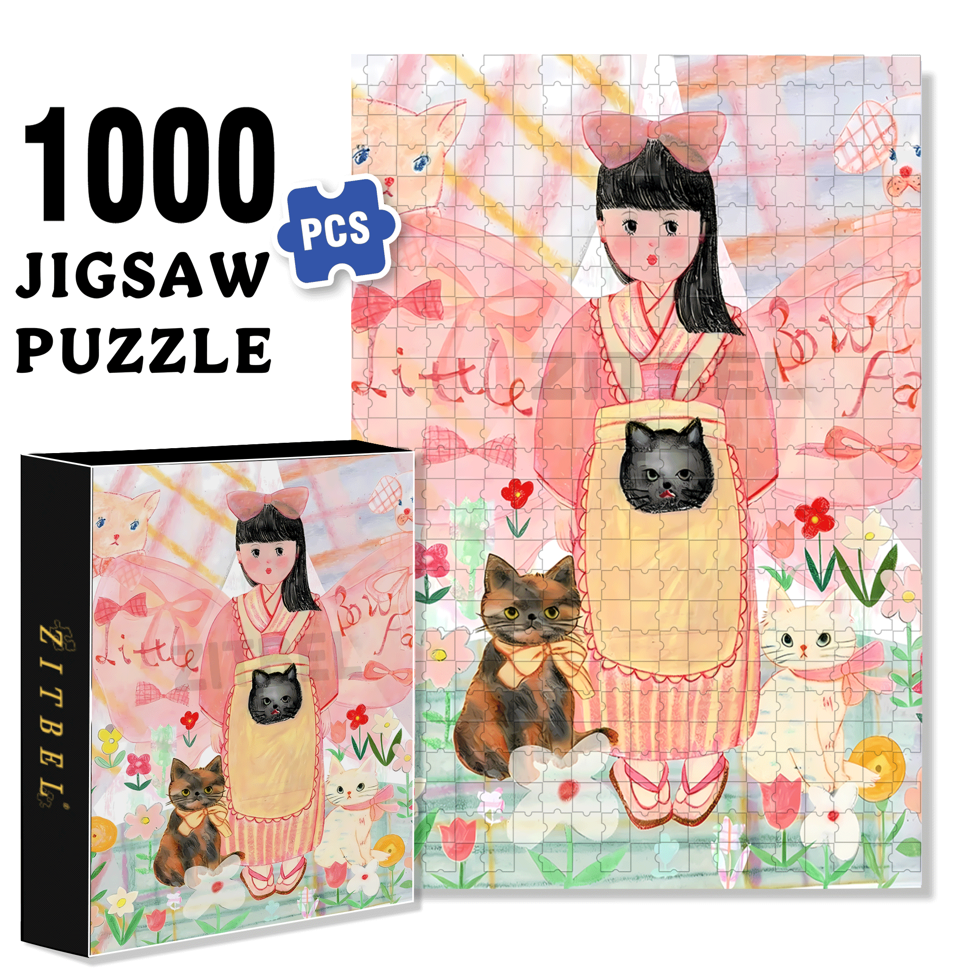 Little Bow Fairy 500pcs/1000pcs Jigsaw Puzzle, Scratch-Resistant, Interactive Family Game & Brain-Boosting DIY Decor, Perfect for Halloween, Christmas & New Year Gifts, Family Puzzle Game