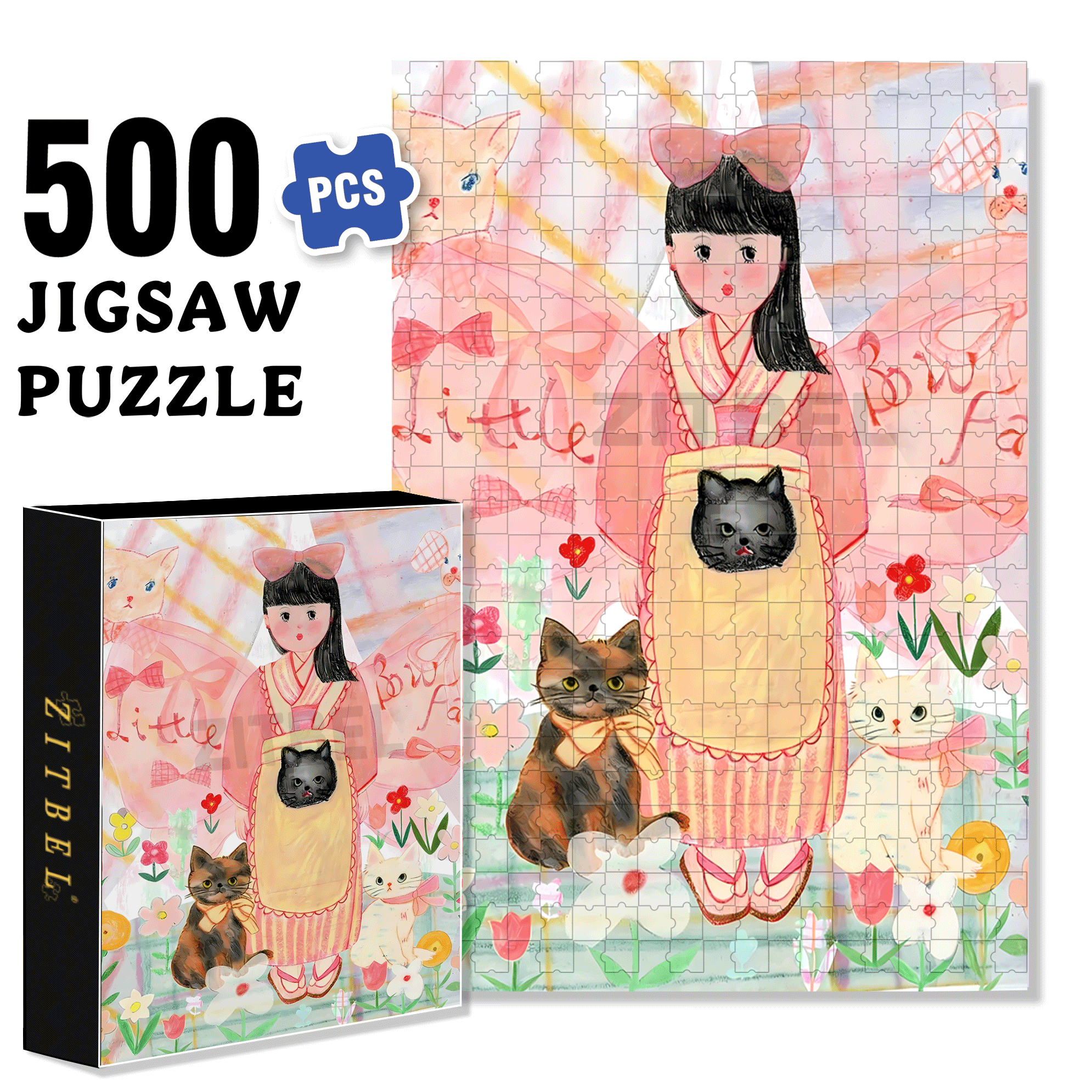 Little Bow Fairy 500pcs/1000pcs Jigsaw Puzzle, Scratch-Resistant, Interactive Family Game & Brain-Boosting DIY Decor, Perfect for Halloween, Christmas & New Year Gifts, Family Puzzle Game
