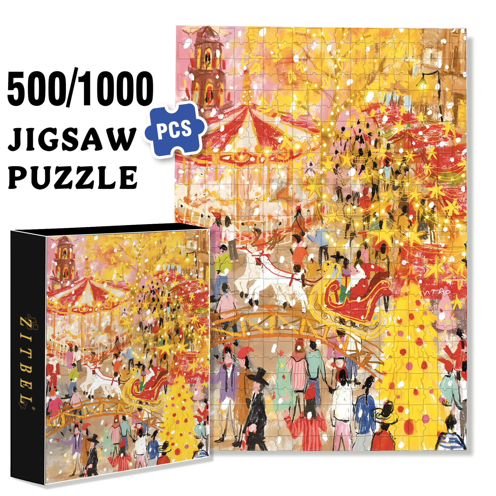 My Christmas Album 500pcs/1000pcs Jigsaw Puzzle, Scratch-Resistant, Interactive Family Game & Brain-Boosting DIY Decor, Perfect for Halloween, Christmas & New Year Gifts, Family Puzzle Game