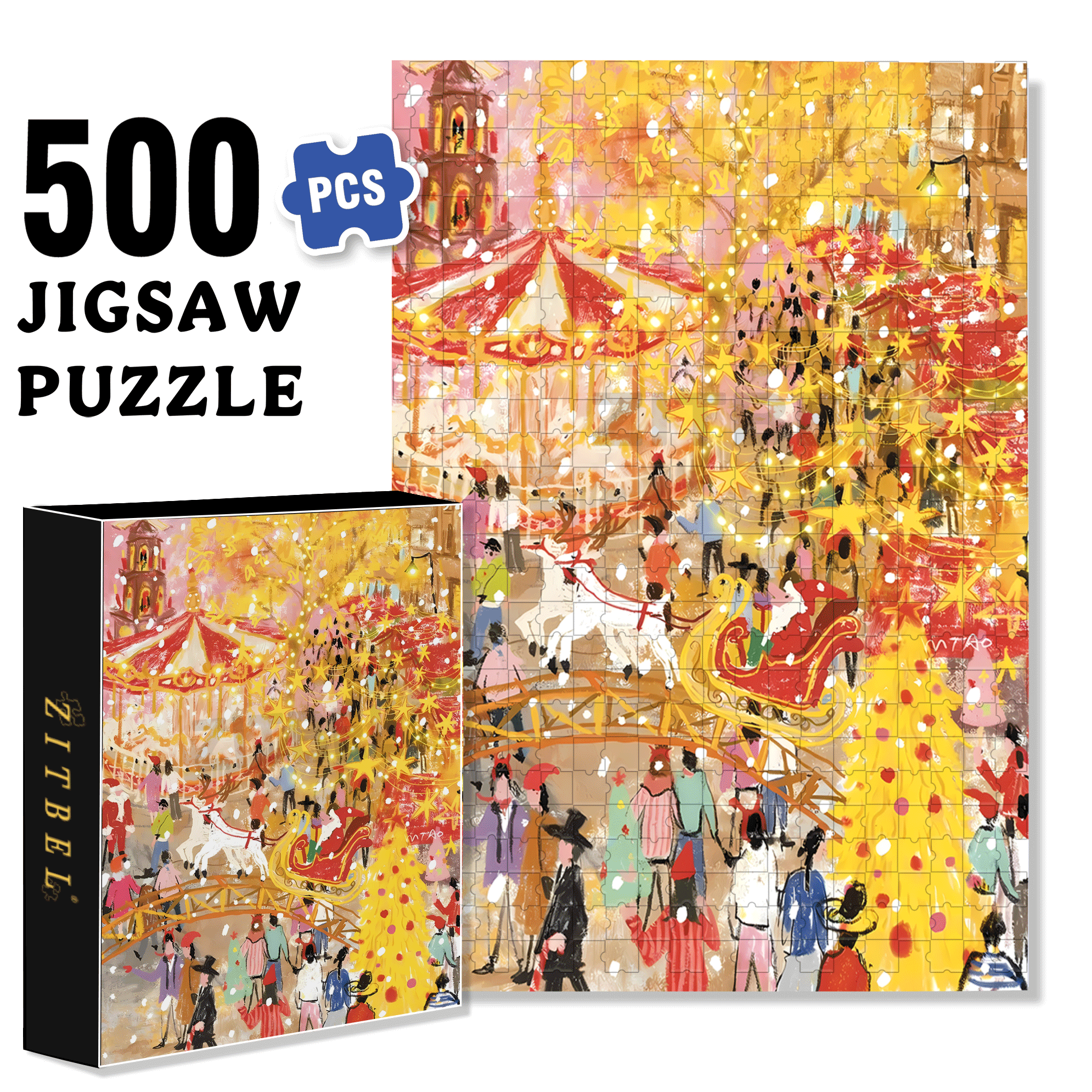 My Christmas Album 500pcs/1000pcs Jigsaw Puzzle, Scratch-Resistant, Interactive Family Game & Brain-Boosting DIY Decor, Perfect for Halloween, Christmas & New Year Gifts, Family Puzzle Game