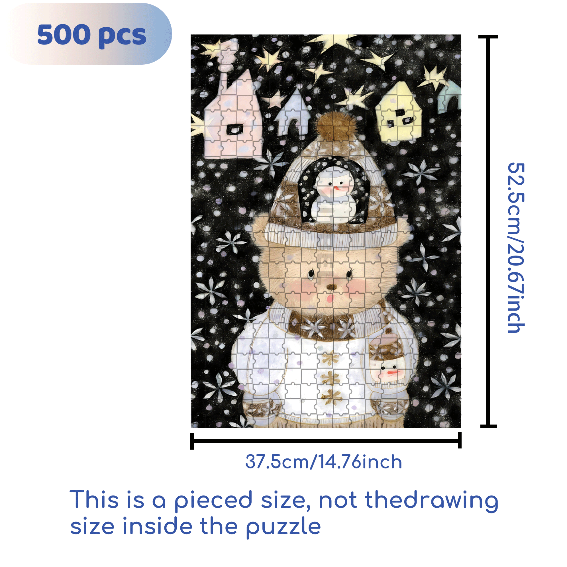 Night Of Snow 500pcs/1000pcs Jigsaw Puzzle, Scratch-Resistant, Interactive Family Game & Brain-Boosting DIY Decor, Perfect for Halloween, Christmas & New Year Gifts, Family Puzzle Game