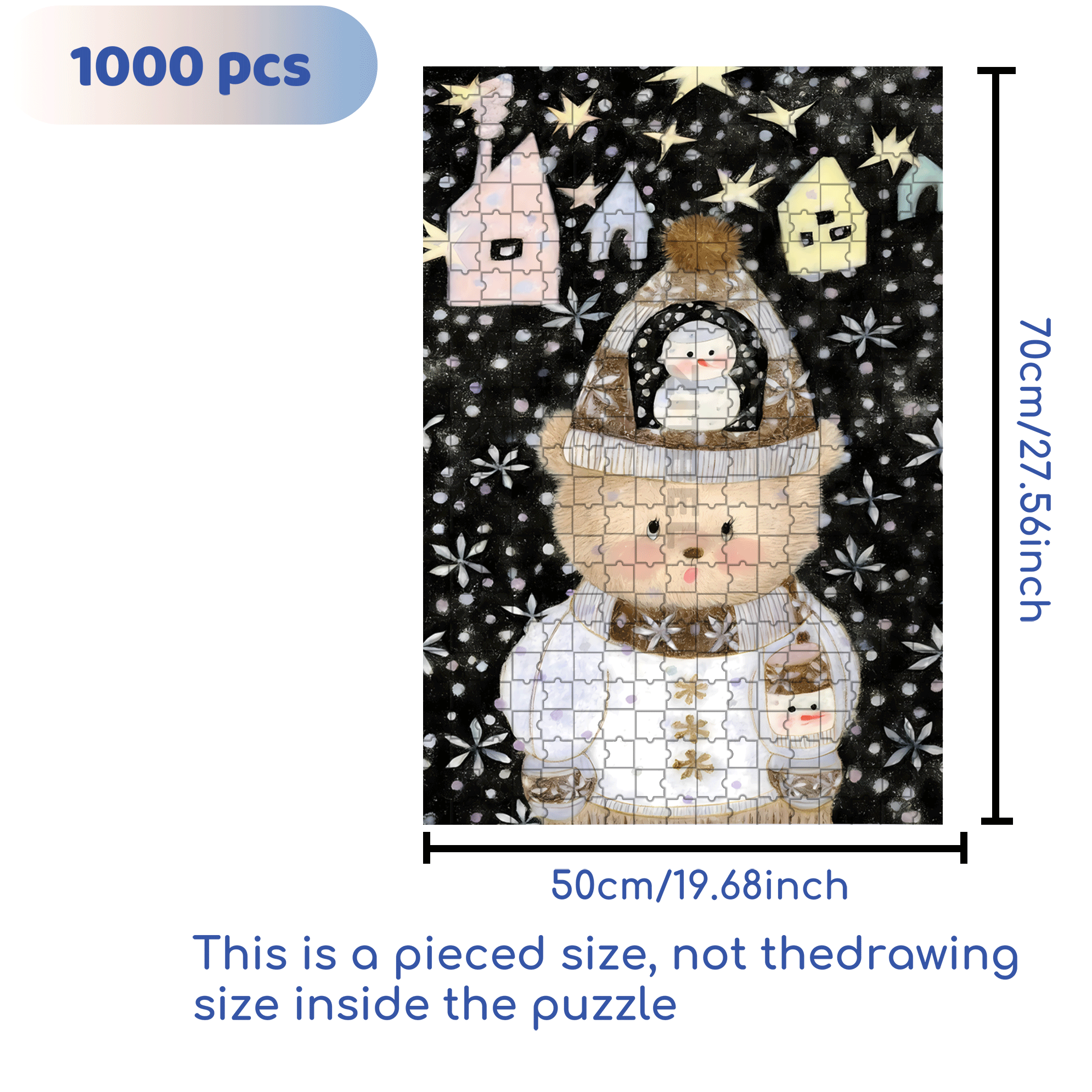 Night Of Snow 500pcs/1000pcs Jigsaw Puzzle, Scratch-Resistant, Interactive Family Game & Brain-Boosting DIY Decor, Perfect for Halloween, Christmas & New Year Gifts, Family Puzzle Game
