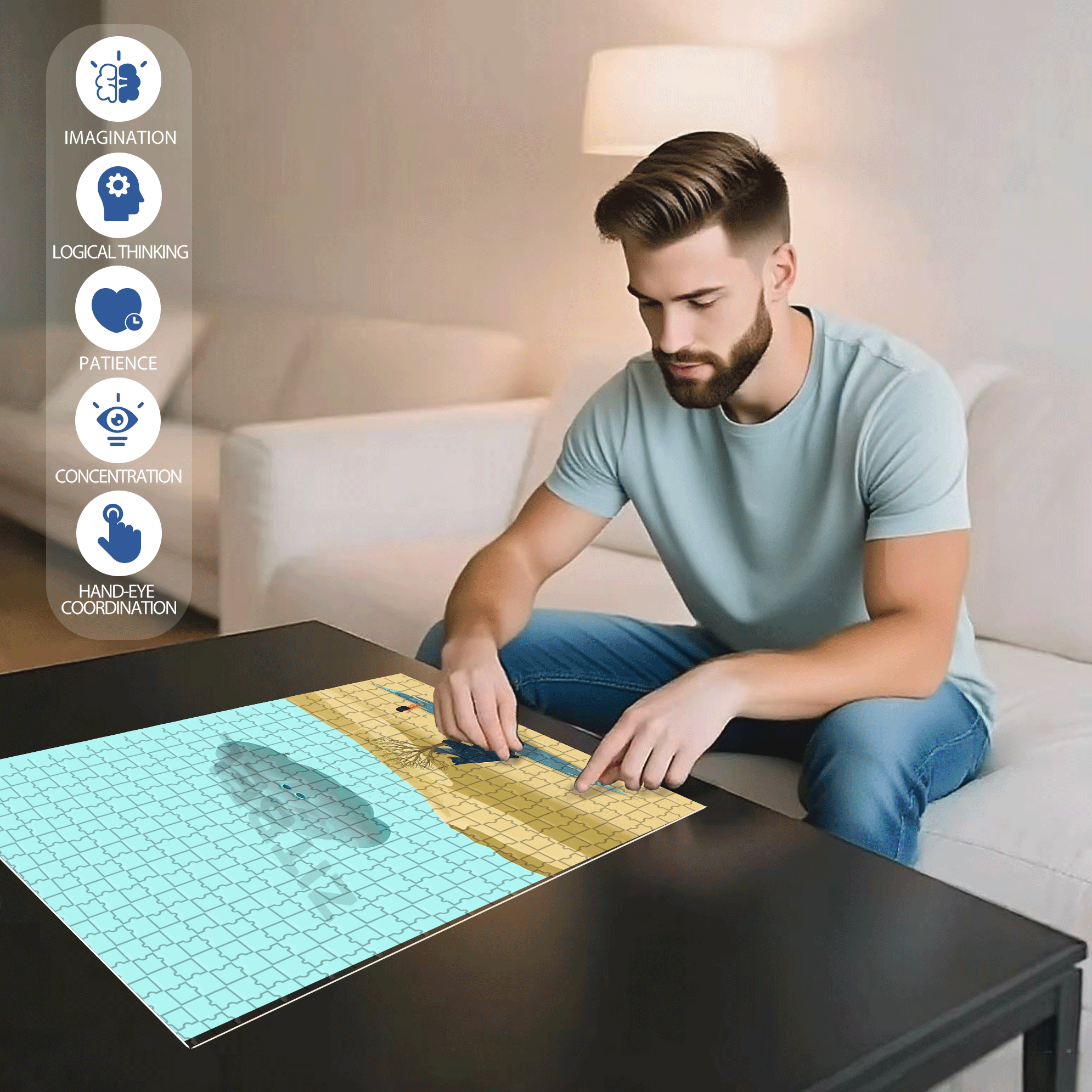 OASIS 500pcs/1000pcs Jigsaw Puzzle, Scratch-Resistant, Interactive Family Game & Brain-Boosting DIY Decor, Perfect for Halloween, Christmas & New Year Gifts, Family Puzzle Game