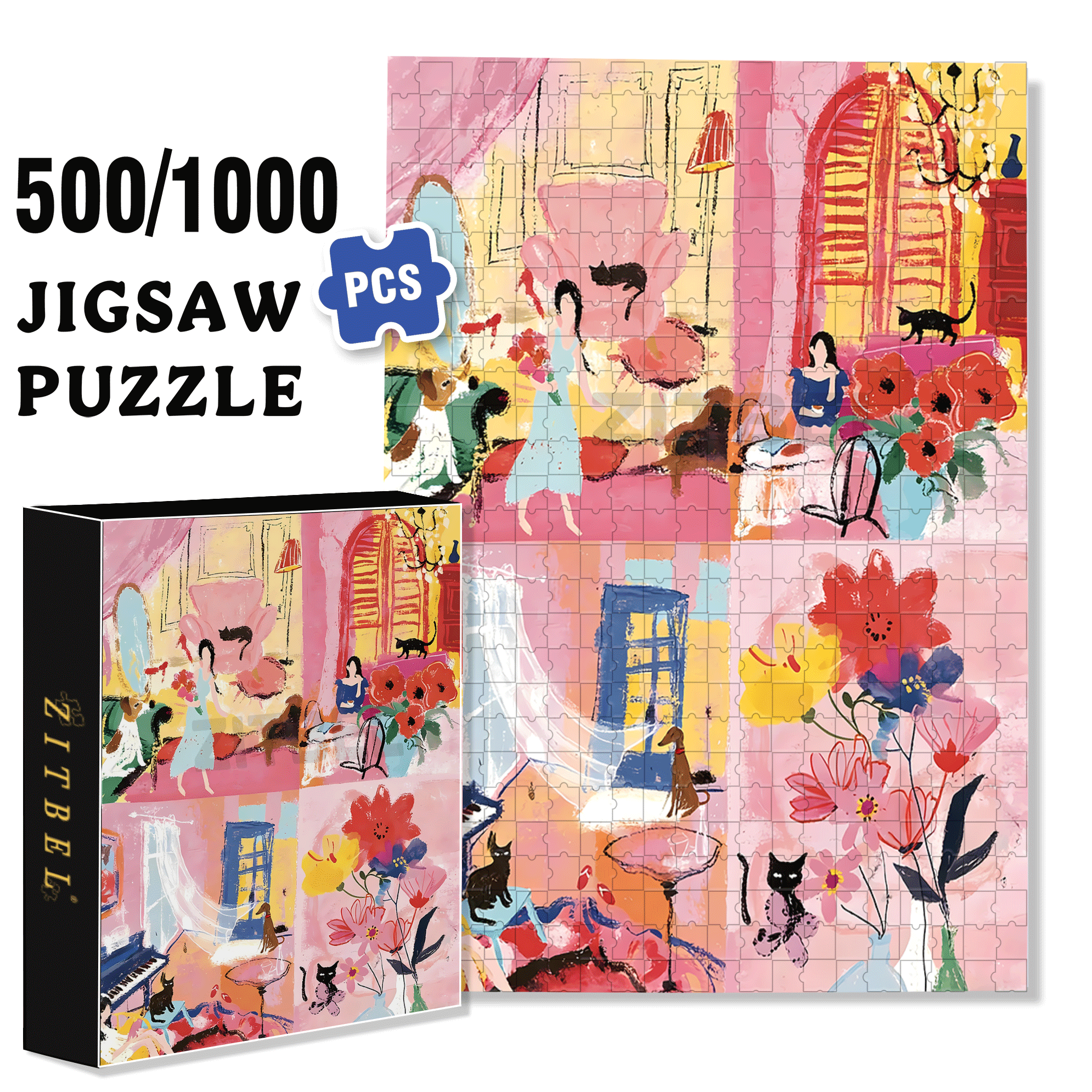 One Day 500pcs/1000pcs Jigsaw Puzzle, Scratch-Resistant, Interactive Family Game & Brain-Boosting DIY Decor, Perfect for Halloween, Christmas & New Year Gifts, Family Puzzle Game