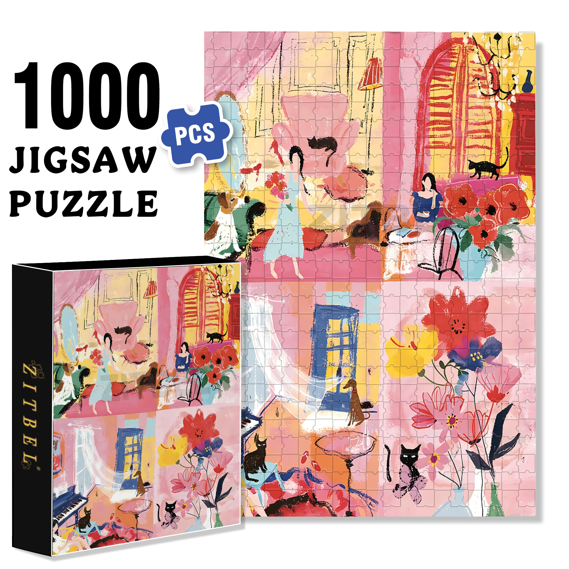 One Day 500pcs/1000pcs Jigsaw Puzzle, Scratch-Resistant, Interactive Family Game & Brain-Boosting DIY Decor, Perfect for Halloween, Christmas & New Year Gifts, Family Puzzle Game