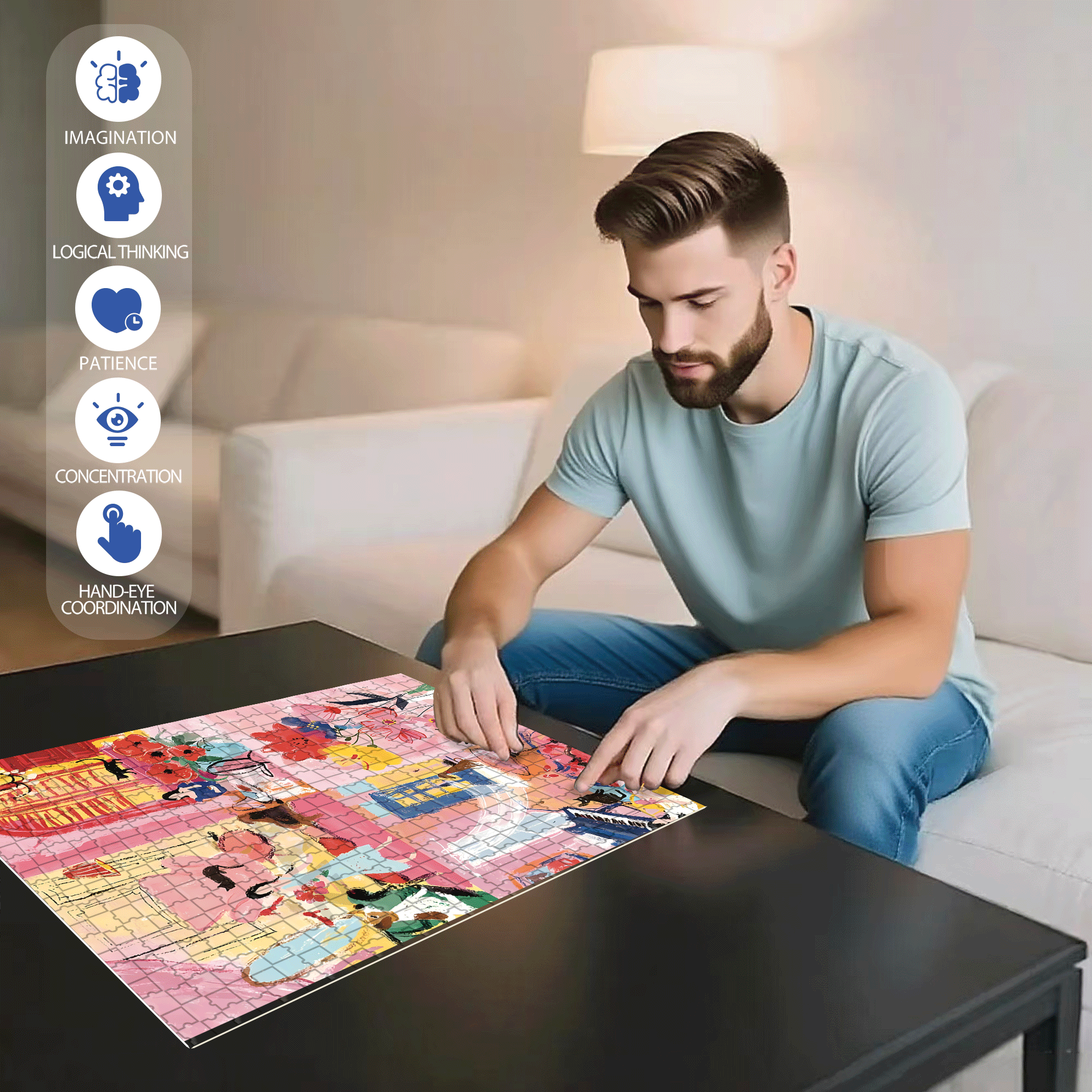 One Day 500pcs/1000pcs Jigsaw Puzzle, Scratch-Resistant, Interactive Family Game & Brain-Boosting DIY Decor, Perfect for Halloween, Christmas & New Year Gifts, Family Puzzle Game