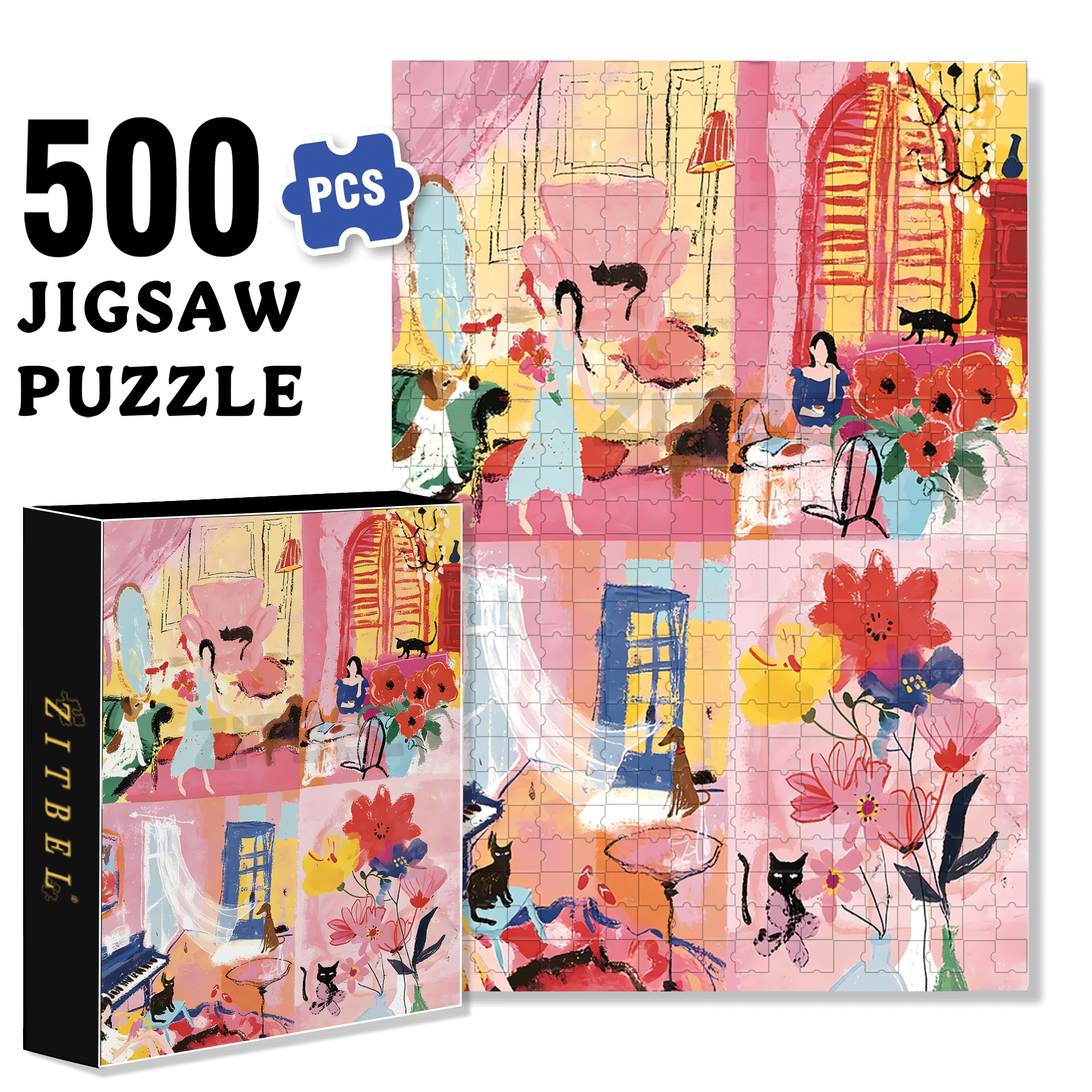 One Day 500pcs/1000pcs Jigsaw Puzzle, Scratch-Resistant, Interactive Family Game & Brain-Boosting DIY Decor, Perfect for Halloween, Christmas & New Year Gifts, Family Puzzle Game