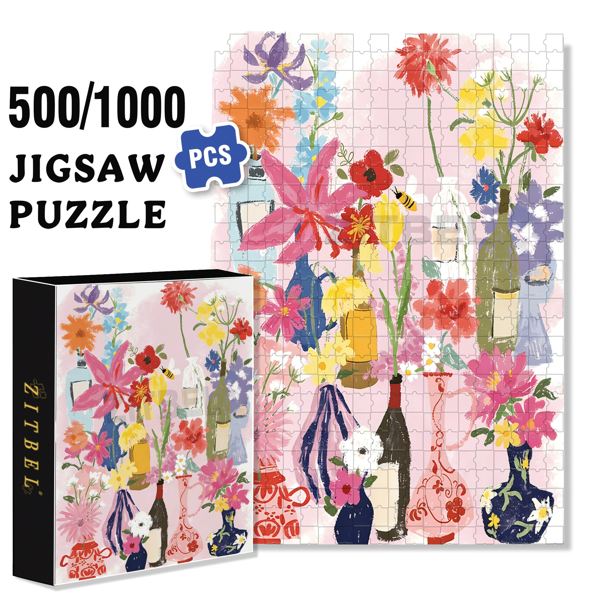 Open Individually 500pcs/1000pcs Jigsaw Puzzle, Scratch-Resistant, Interactive Family Game & Brain-Boosting DIY Decor, Perfect for Halloween, Christmas & New Year Gifts, Family Puzzle Game