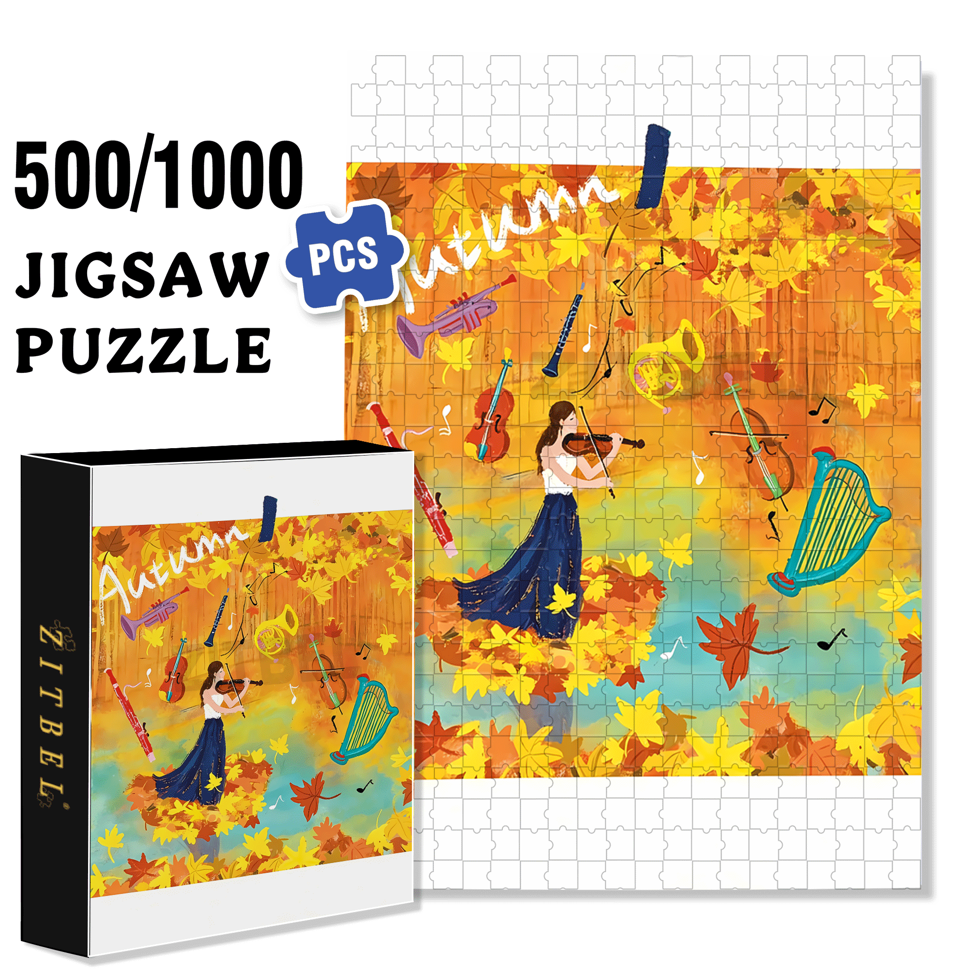 Performance Time 2 500pcs/1000pcs Jigsaw Puzzle, Scratch-Resistant, Interactive Family Game & Brain-Boosting DIY Decor, Perfect for Halloween, Christmas & New Year Gifts, Family Puzzle Game