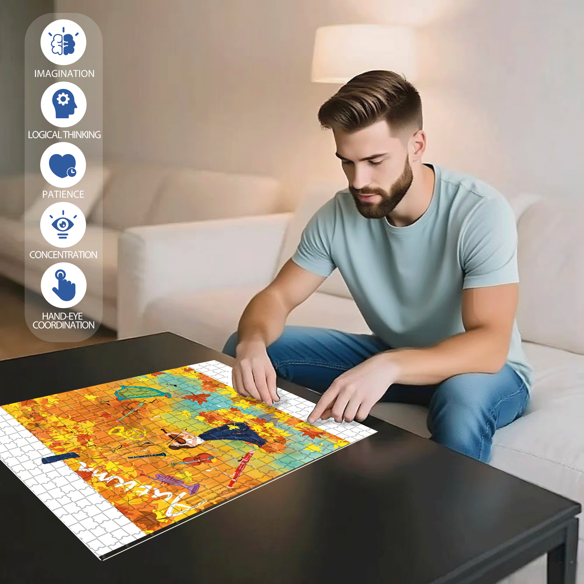 Performance Time 2 500pcs/1000pcs Jigsaw Puzzle, Scratch-Resistant, Interactive Family Game & Brain-Boosting DIY Decor, Perfect for Halloween, Christmas & New Year Gifts, Family Puzzle Game