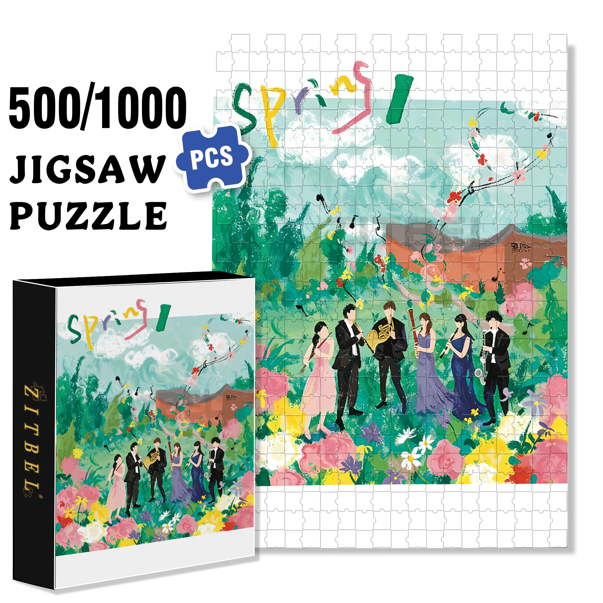 Performance Time 4 500pcs/1000pcs Jigsaw Puzzle, Scratch-Resistant, Interactive Family Game & Brain-Boosting DIY Decor, Perfect for Halloween, Christmas & New Year Gifts, Family Puzzle Game