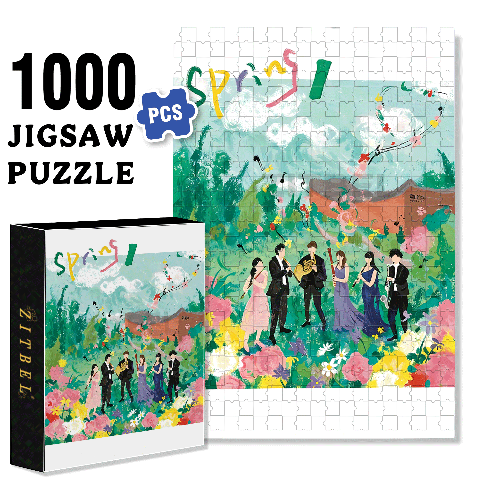 Performance Time 4 500pcs/1000pcs Jigsaw Puzzle, Scratch-Resistant, Interactive Family Game & Brain-Boosting DIY Decor, Perfect for Halloween, Christmas & New Year Gifts, Family Puzzle Game