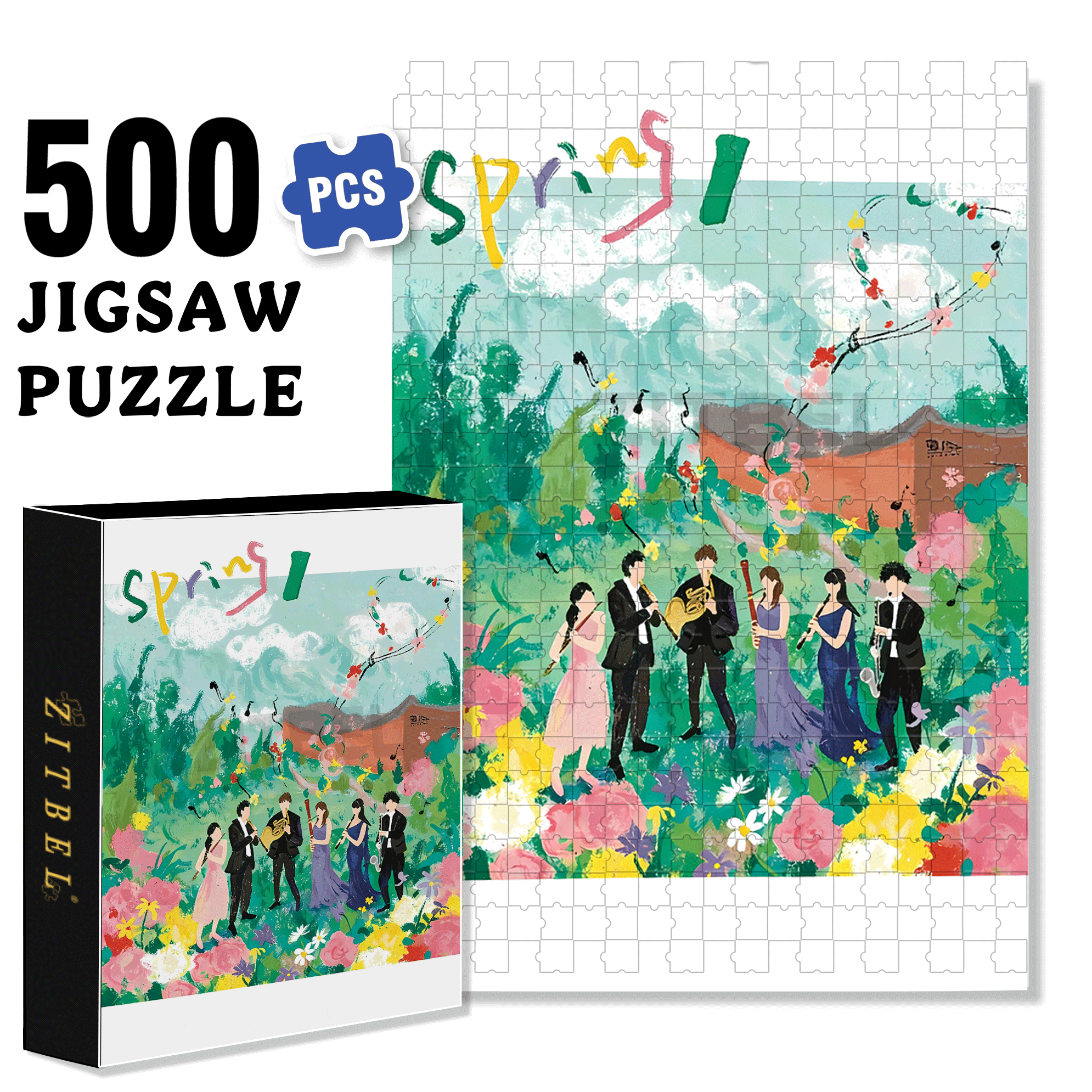 Performance Time 4 500pcs/1000pcs Jigsaw Puzzle, Scratch-Resistant, Interactive Family Game & Brain-Boosting DIY Decor, Perfect for Halloween, Christmas & New Year Gifts, Family Puzzle Game