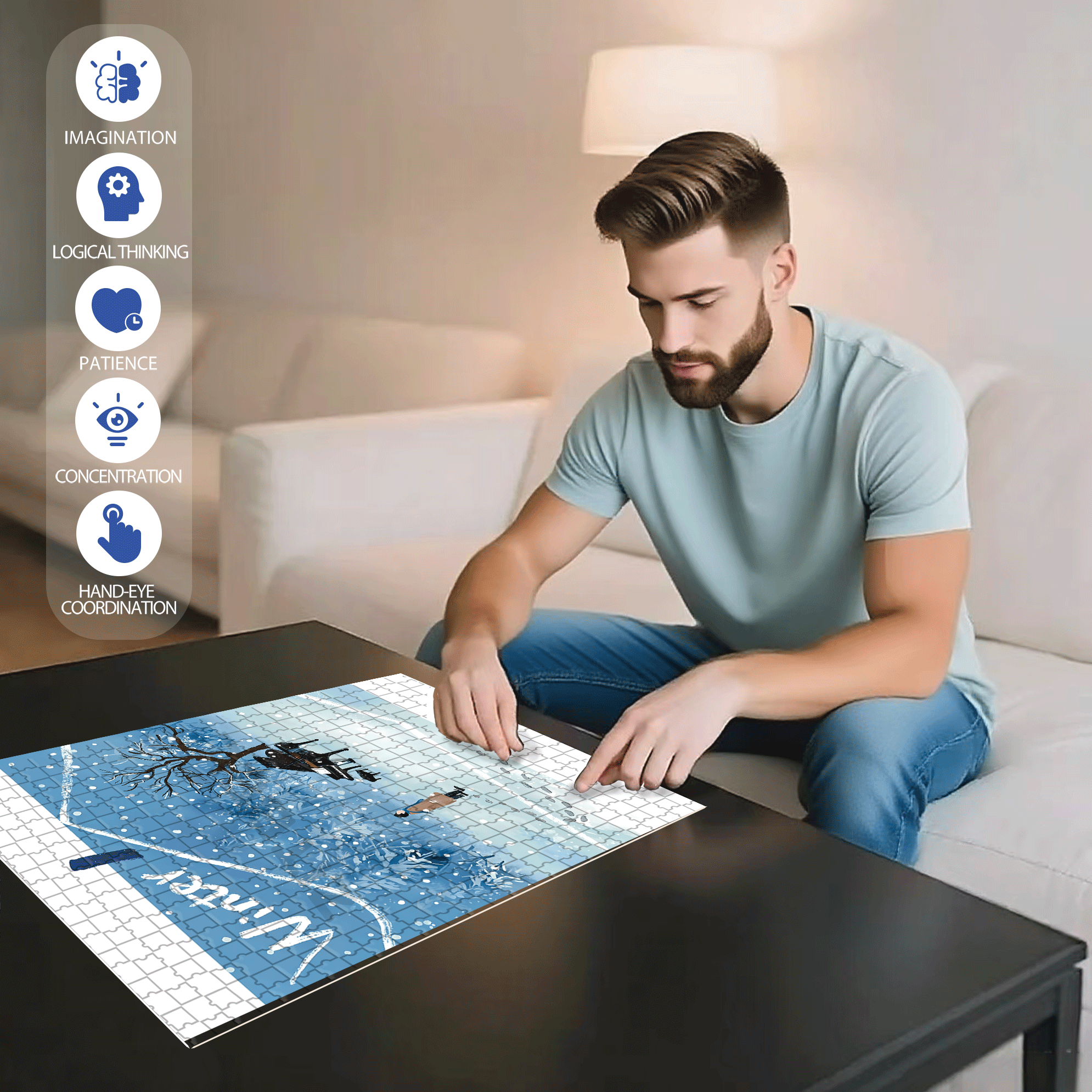 Performance Time 500pcs/1000pcs Jigsaw Puzzle, Scratch-Resistant, Interactive Family Game & Brain-Boosting DIY Decor, Perfect for Halloween, Christmas & New Year Gifts, Family Puzzle Game