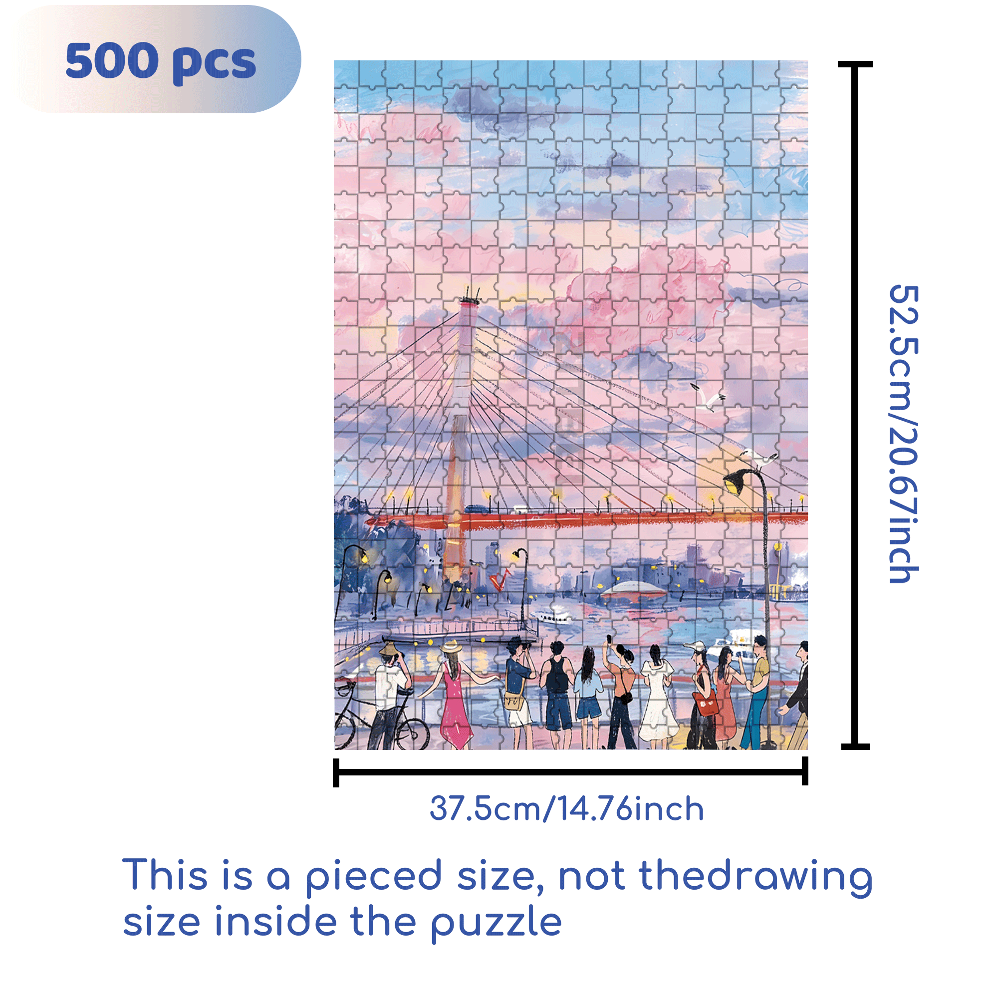 Pink Clouds 500pcs/1000pcs Jigsaw Puzzle, Scratch-Resistant, Interactive Family Game & Brain-Boosting DIY Decor, Perfect for Halloween, Christmas & New Year Gifts, Family Puzzle Game