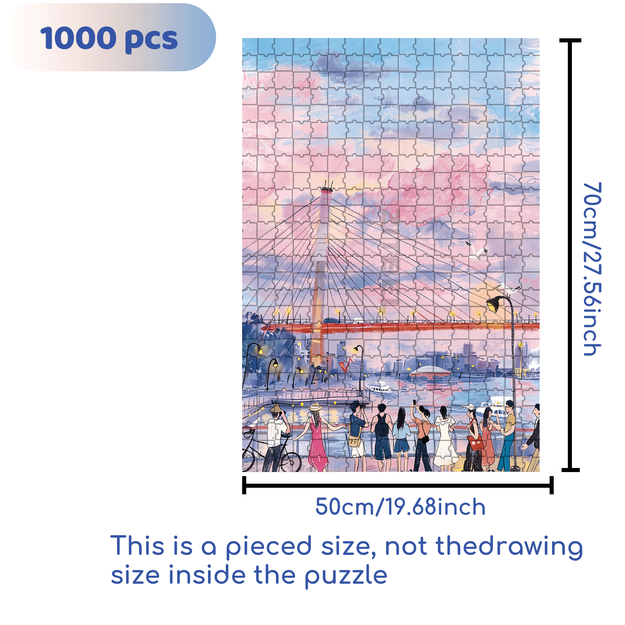 Pink Clouds 500pcs/1000pcs Jigsaw Puzzle, Scratch-Resistant, Interactive Family Game & Brain-Boosting DIY Decor, Perfect for Halloween, Christmas & New Year Gifts, Family Puzzle Game