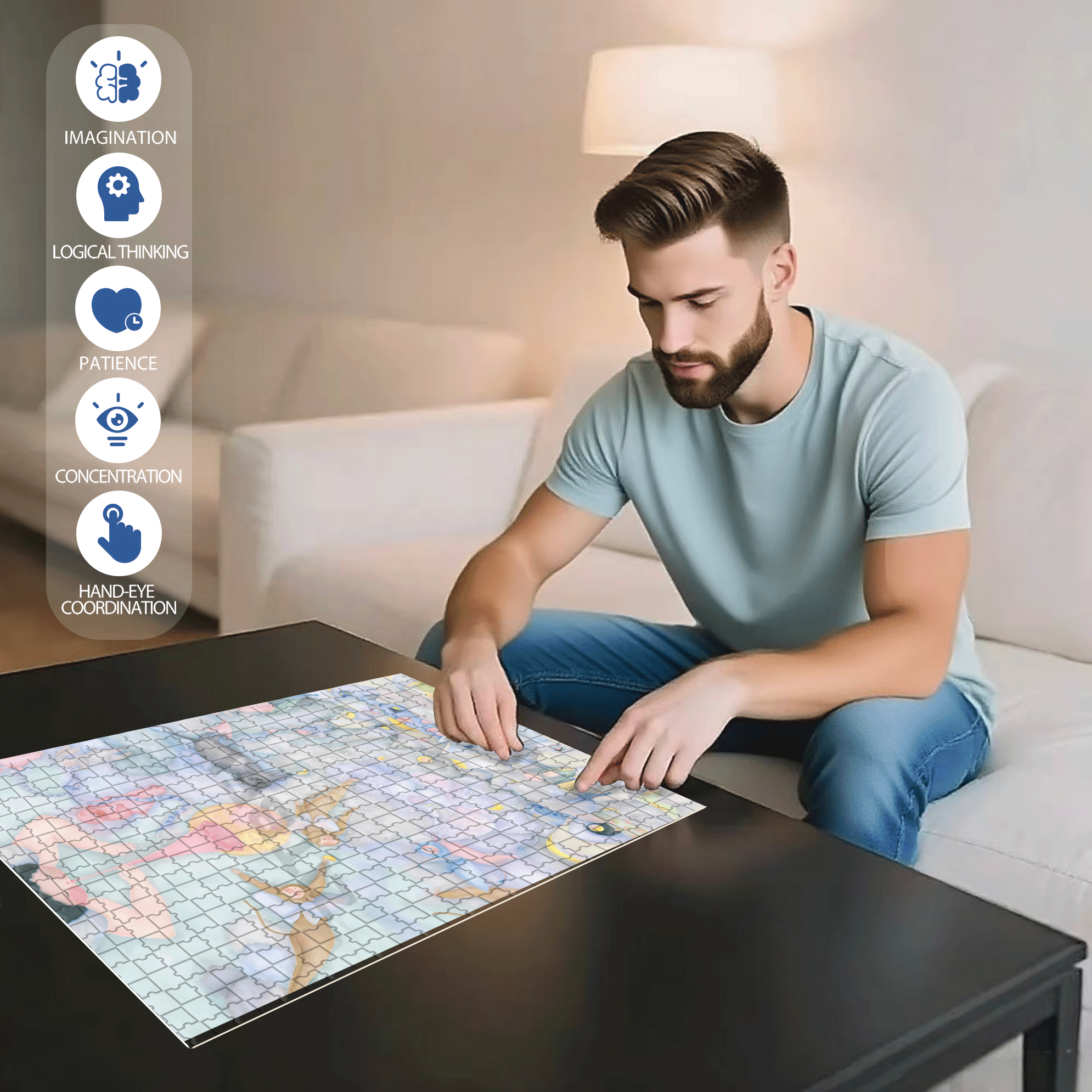 Profound 500pcs/1000pcs Jigsaw Puzzle, Scratch-Resistant, Interactive Family Game & Brain-Boosting DIY Decor, Perfect for Halloween, Christmas & New Year Gifts, Family Puzzle Game