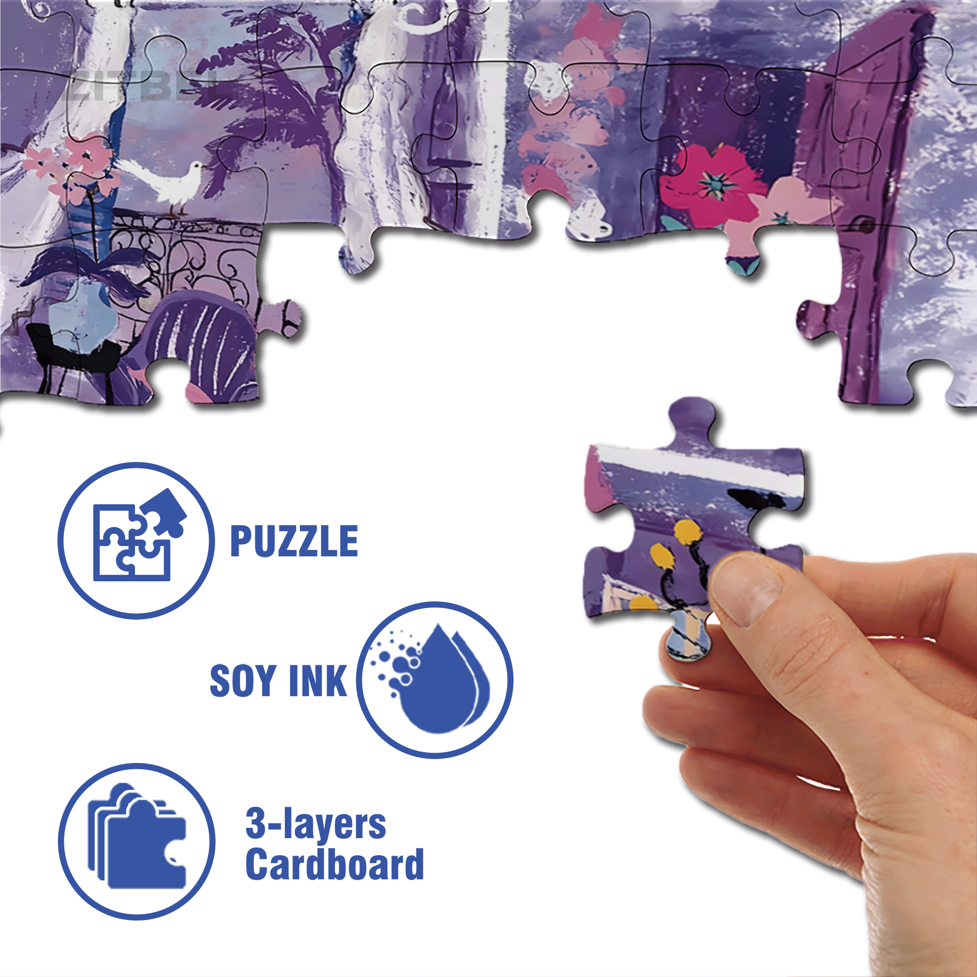 Purple August 500pcs/1000pcs Jigsaw Puzzle, Scratch-Resistant, Interactive Family Game & Brain-Boosting DIY Decor, Perfect for Halloween, Christmas & New Year Gifts, Family Puzzle Game