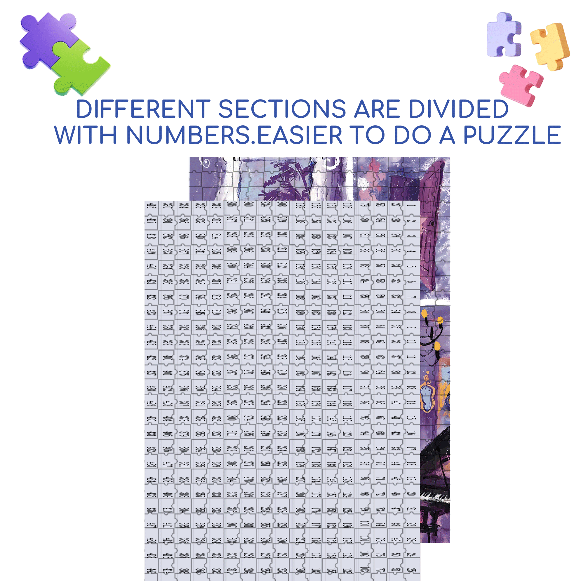 Purple August 500pcs/1000pcs Jigsaw Puzzle, Scratch-Resistant, Interactive Family Game & Brain-Boosting DIY Decor, Perfect for Halloween, Christmas & New Year Gifts, Family Puzzle Game