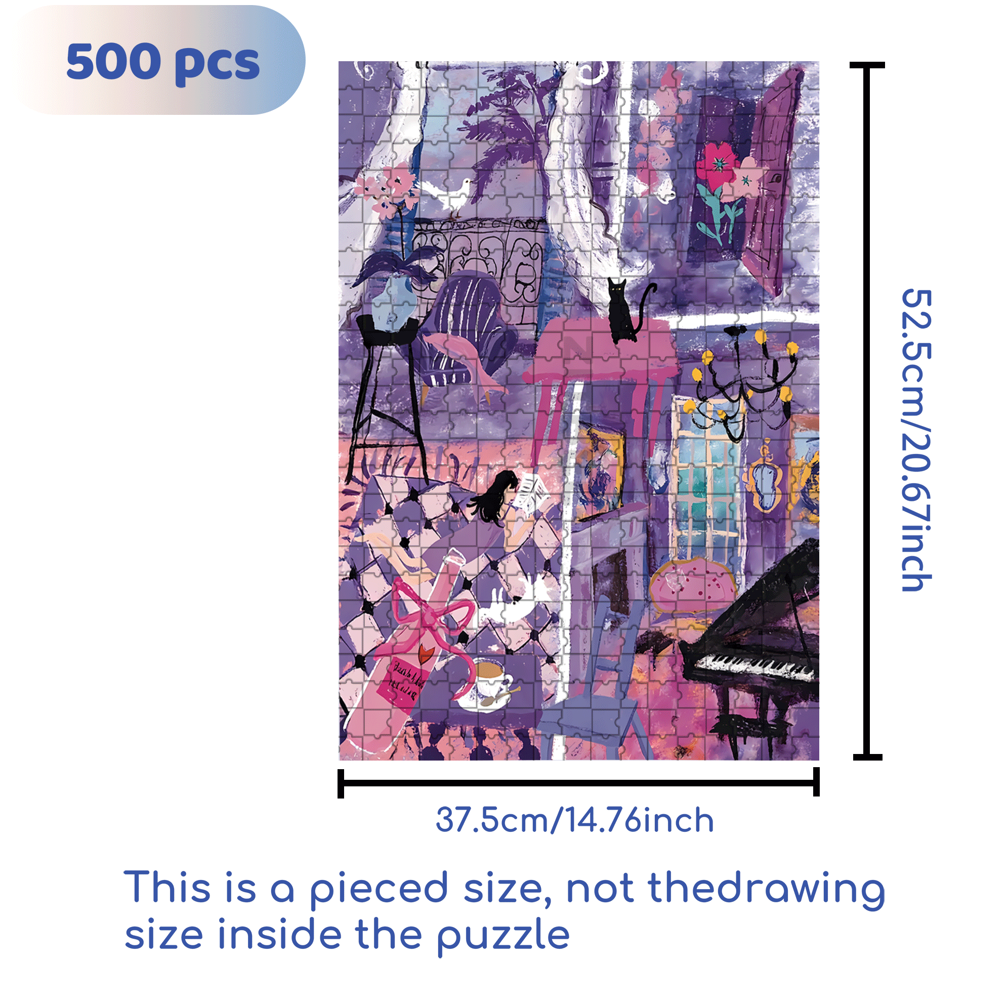 Purple August 500pcs/1000pcs Jigsaw Puzzle, Scratch-Resistant, Interactive Family Game & Brain-Boosting DIY Decor, Perfect for Halloween, Christmas & New Year Gifts, Family Puzzle Game