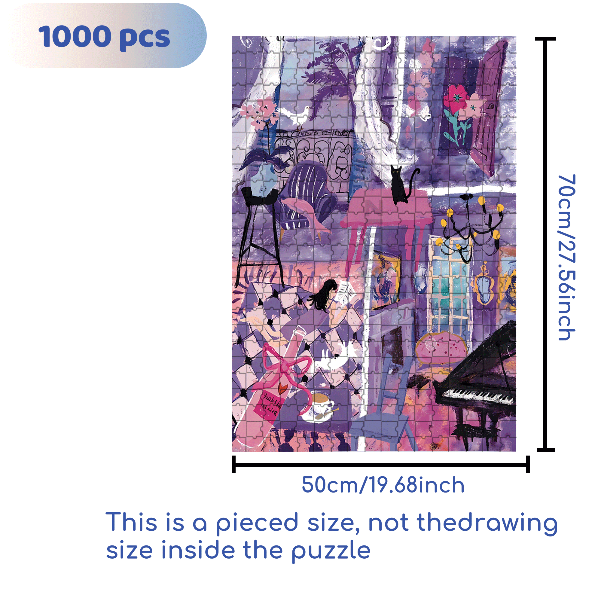 Purple August 500pcs/1000pcs Jigsaw Puzzle, Scratch-Resistant, Interactive Family Game & Brain-Boosting DIY Decor, Perfect for Halloween, Christmas & New Year Gifts, Family Puzzle Game