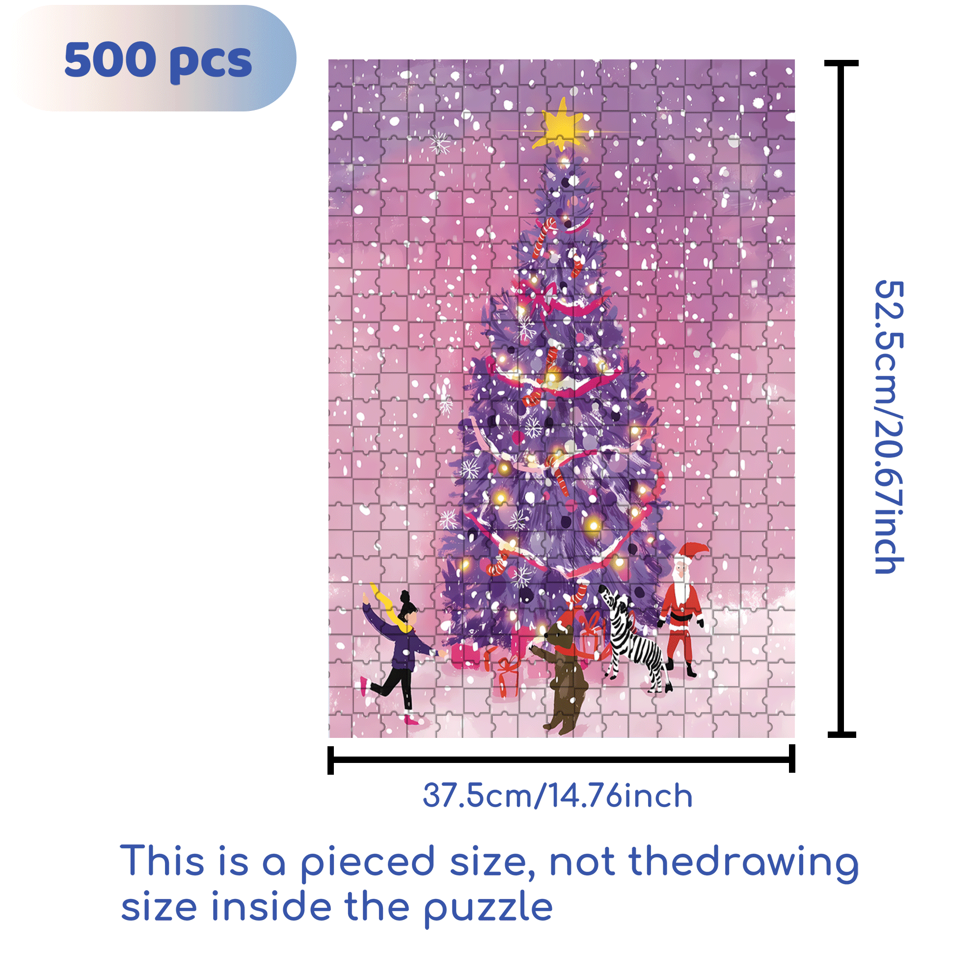 Purple Christmas Tree 2 500pcs/1000pcs Jigsaw Puzzle, Scratch-Resistant, Interactive Family Game & Brain-Boosting DIY Decor, Perfect for Halloween, Christmas & New Year Gifts, Family Puzzle Game