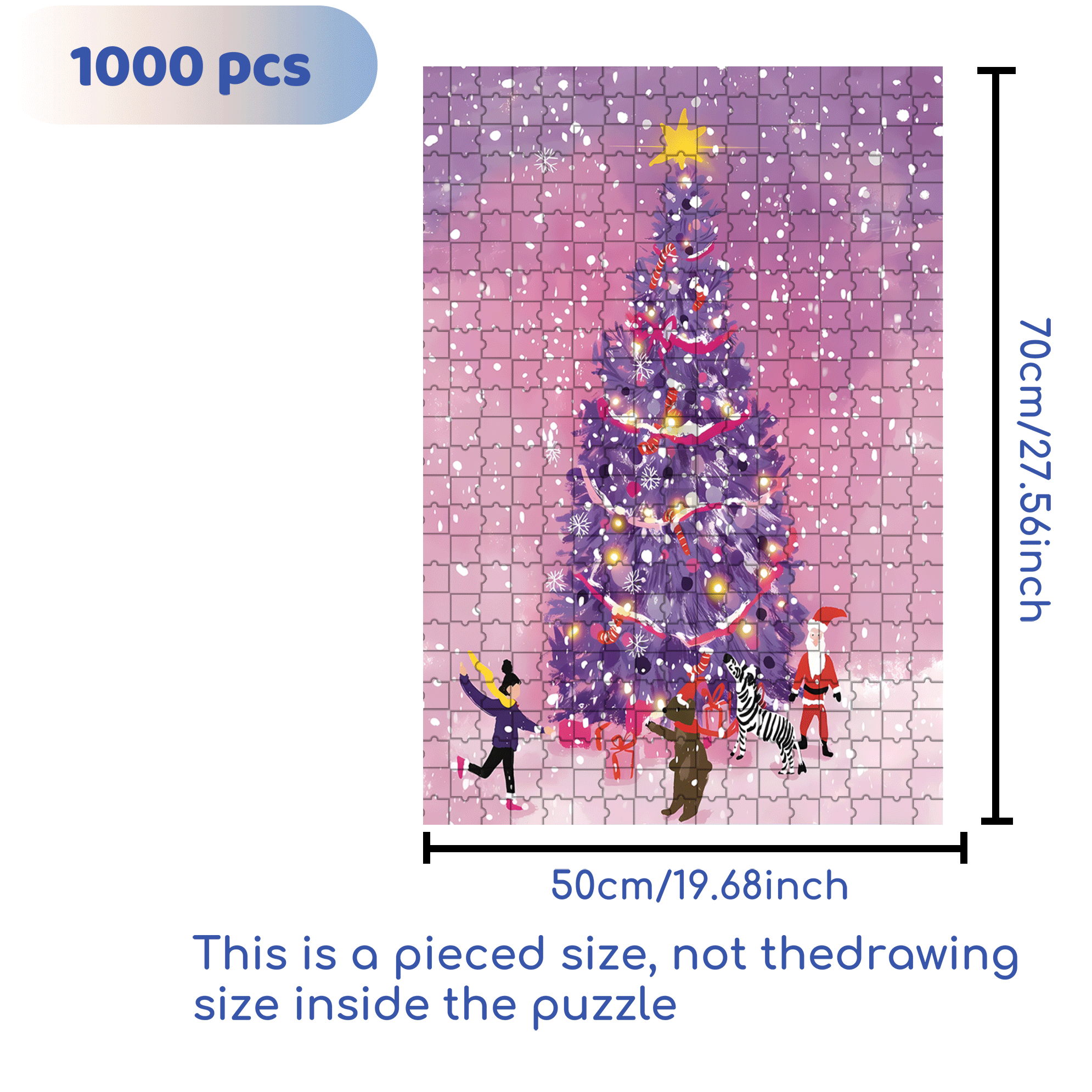 Purple Christmas Tree 2 500pcs/1000pcs Jigsaw Puzzle, Scratch-Resistant, Interactive Family Game & Brain-Boosting DIY Decor, Perfect for Halloween, Christmas & New Year Gifts, Family Puzzle Game