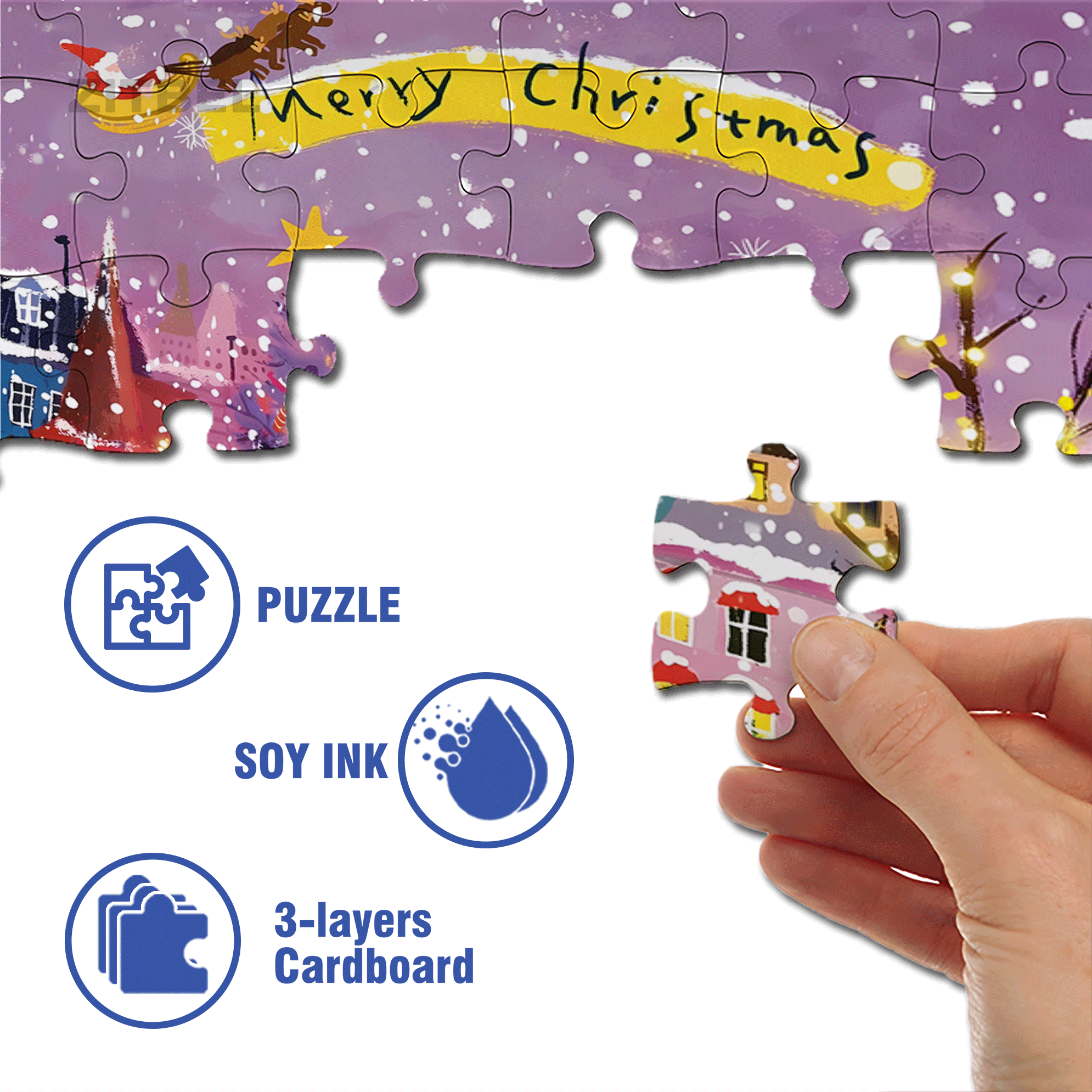 Purple Christmas Tree 500pcs/1000pcs Jigsaw Puzzle, Scratch-Resistant, Interactive Family Game & Brain-Boosting DIY Decor, Perfect for Halloween, Christmas & New Year Gifts, Family Puzzle Game