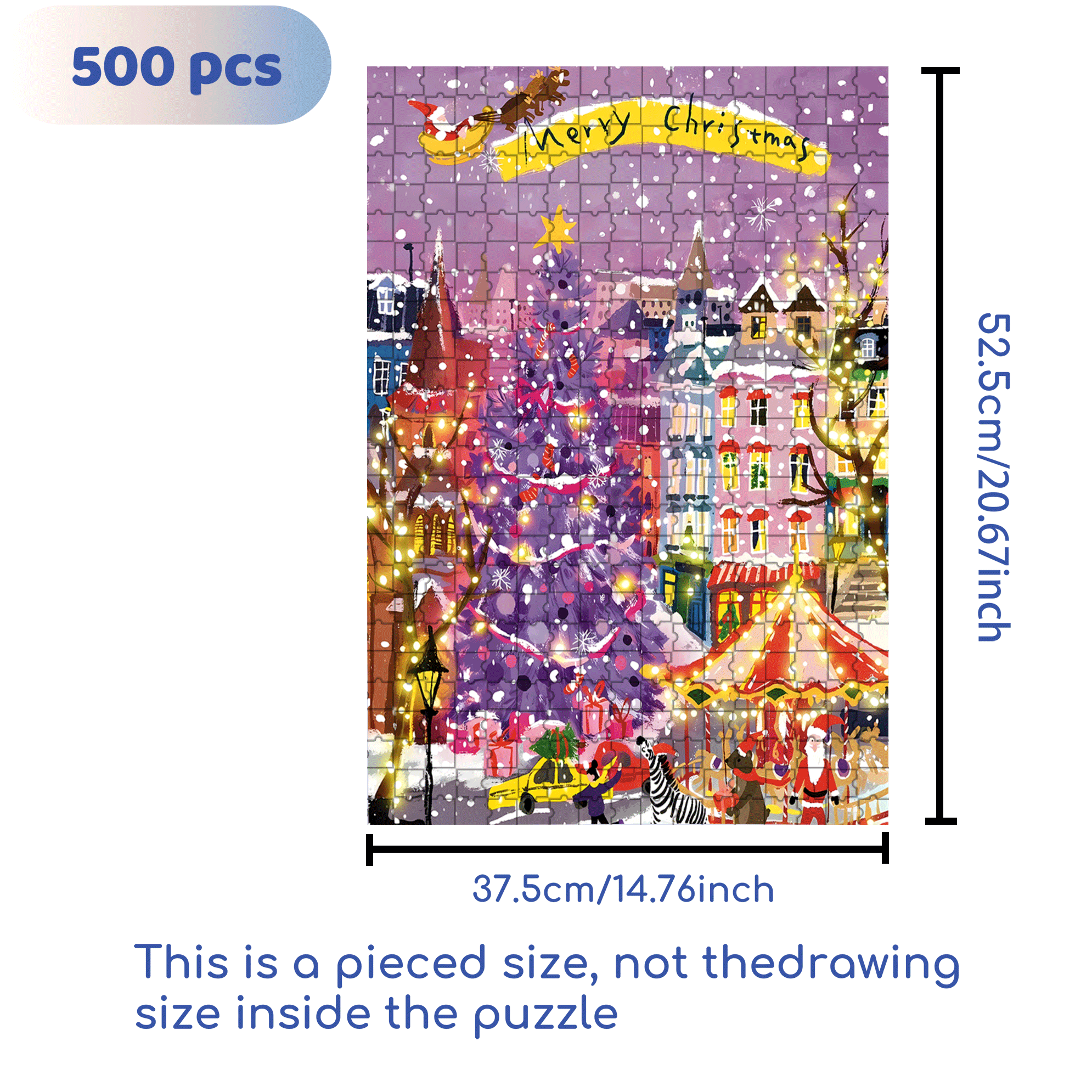 Purple Christmas Tree 500pcs/1000pcs Jigsaw Puzzle, Scratch-Resistant, Interactive Family Game & Brain-Boosting DIY Decor, Perfect for Halloween, Christmas & New Year Gifts, Family Puzzle Game