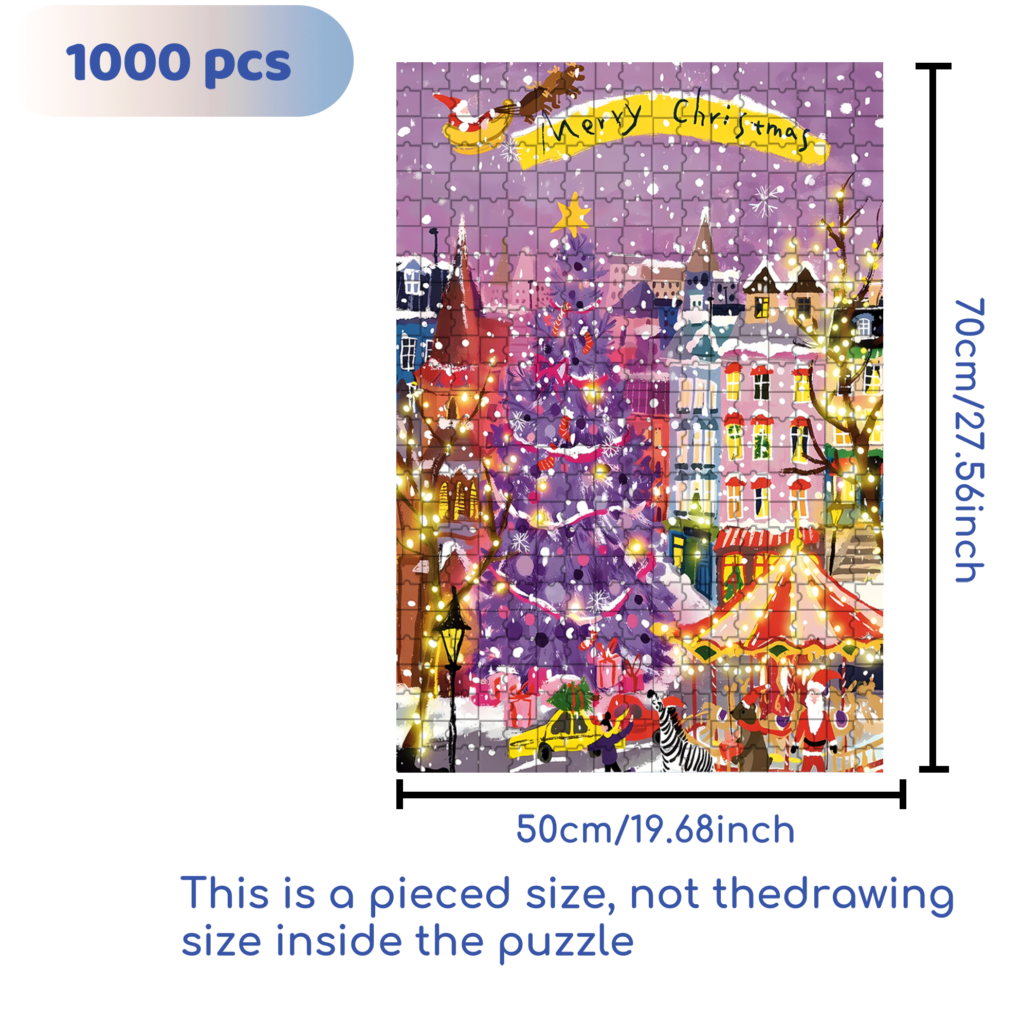 Purple Christmas Tree 500pcs/1000pcs Jigsaw Puzzle, Scratch-Resistant, Interactive Family Game & Brain-Boosting DIY Decor, Perfect for Halloween, Christmas & New Year Gifts, Family Puzzle Game