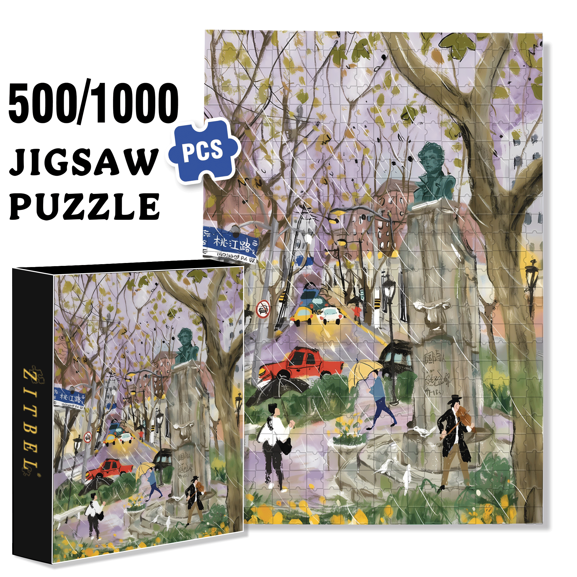 Pushkin Bronze Statue 500pcs/1000pcs Jigsaw Puzzle, Scratch-Resistant, Interactive Family Game & Brain-Boosting DIY Decor, Perfect for Halloween, Christmas & New Year Gifts, Family Puzzle Game