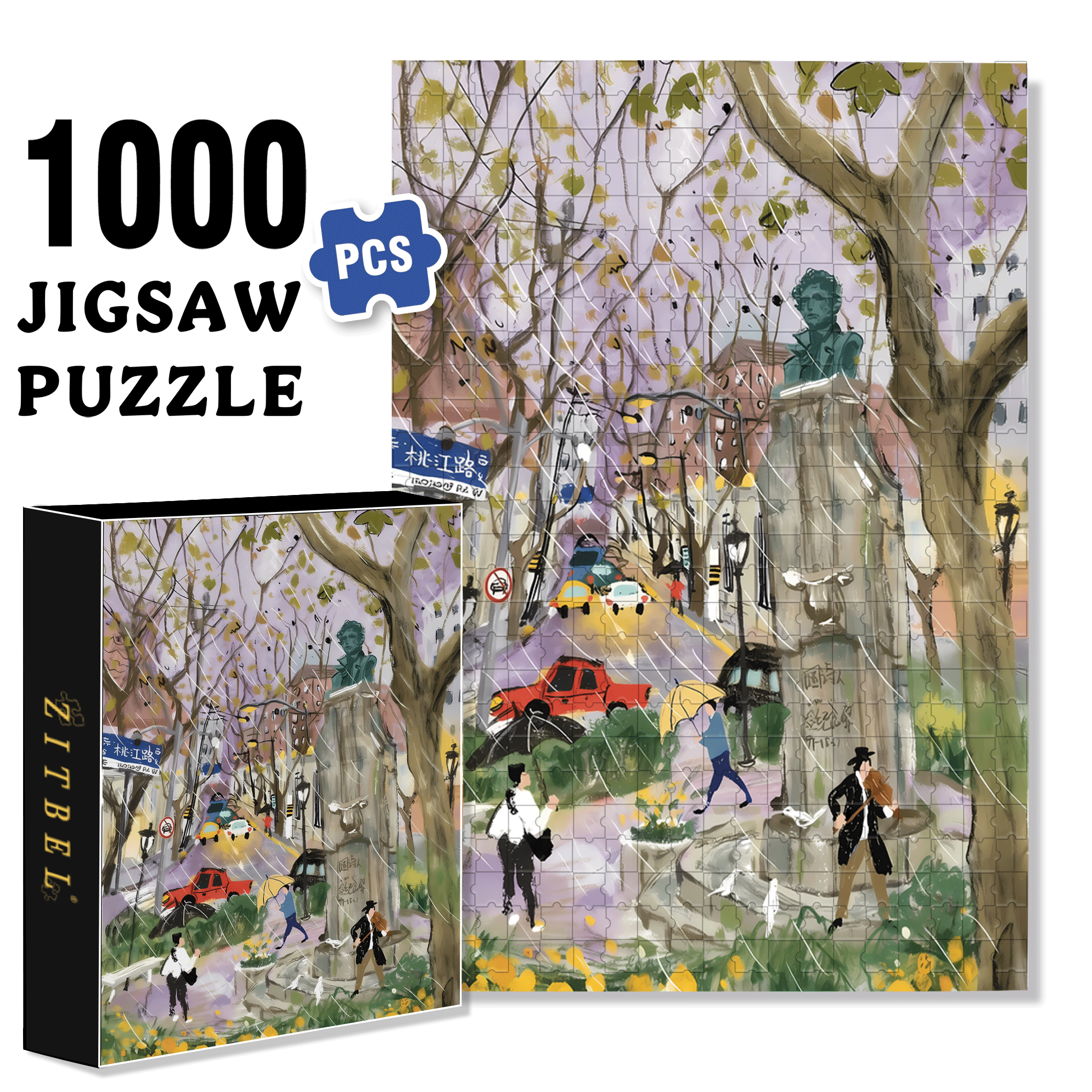 Pushkin Bronze Statue 500pcs/1000pcs Jigsaw Puzzle, Scratch-Resistant, Interactive Family Game & Brain-Boosting DIY Decor, Perfect for Halloween, Christmas & New Year Gifts, Family Puzzle Game
