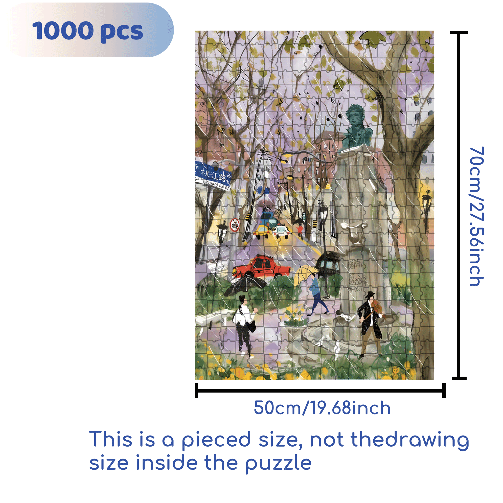 Pushkin Bronze Statue 500pcs/1000pcs Jigsaw Puzzle, Scratch-Resistant, Interactive Family Game & Brain-Boosting DIY Decor, Perfect for Halloween, Christmas & New Year Gifts, Family Puzzle Game
