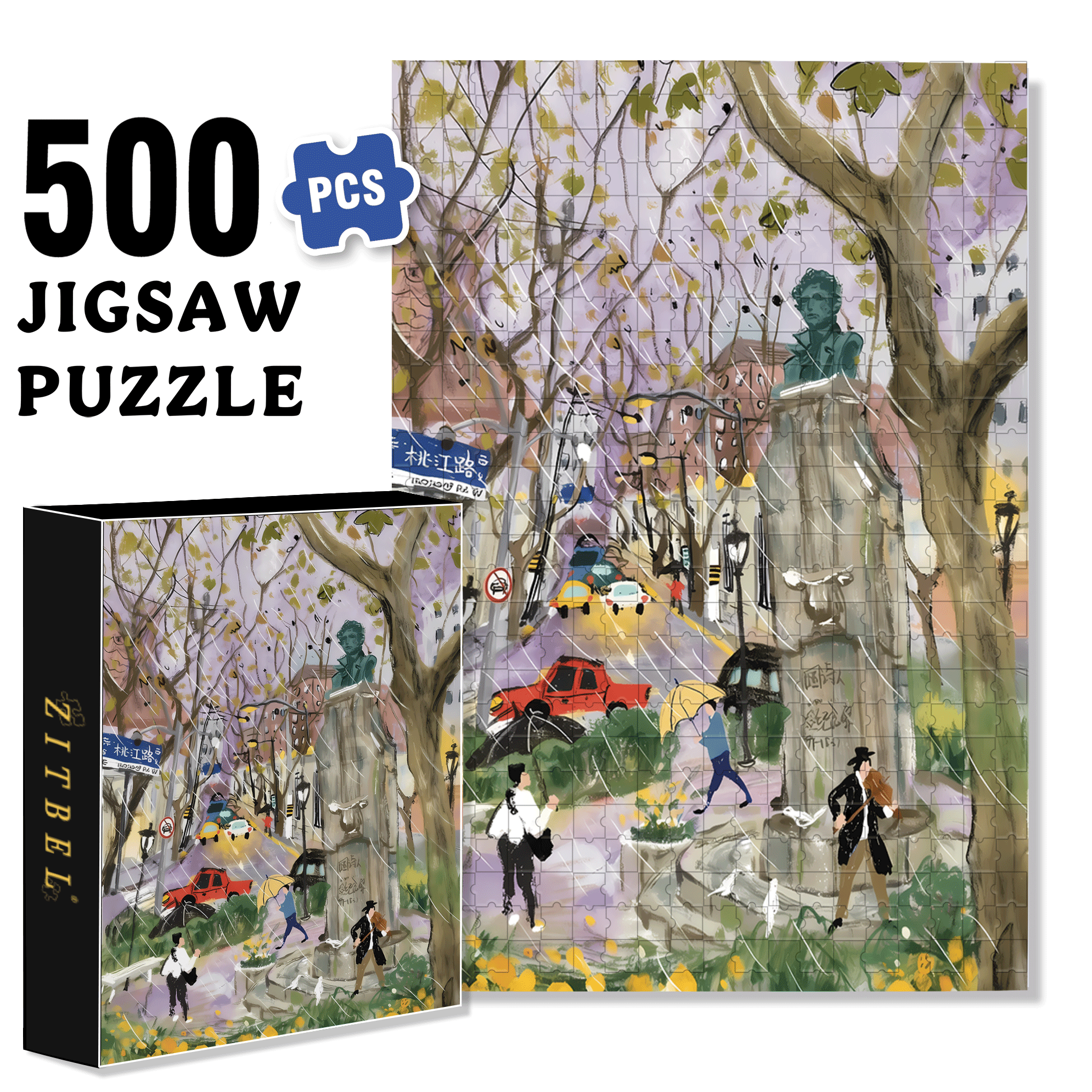 Pushkin Bronze Statue 500pcs/1000pcs Jigsaw Puzzle, Scratch-Resistant, Interactive Family Game & Brain-Boosting DIY Decor, Perfect for Halloween, Christmas & New Year Gifts, Family Puzzle Game