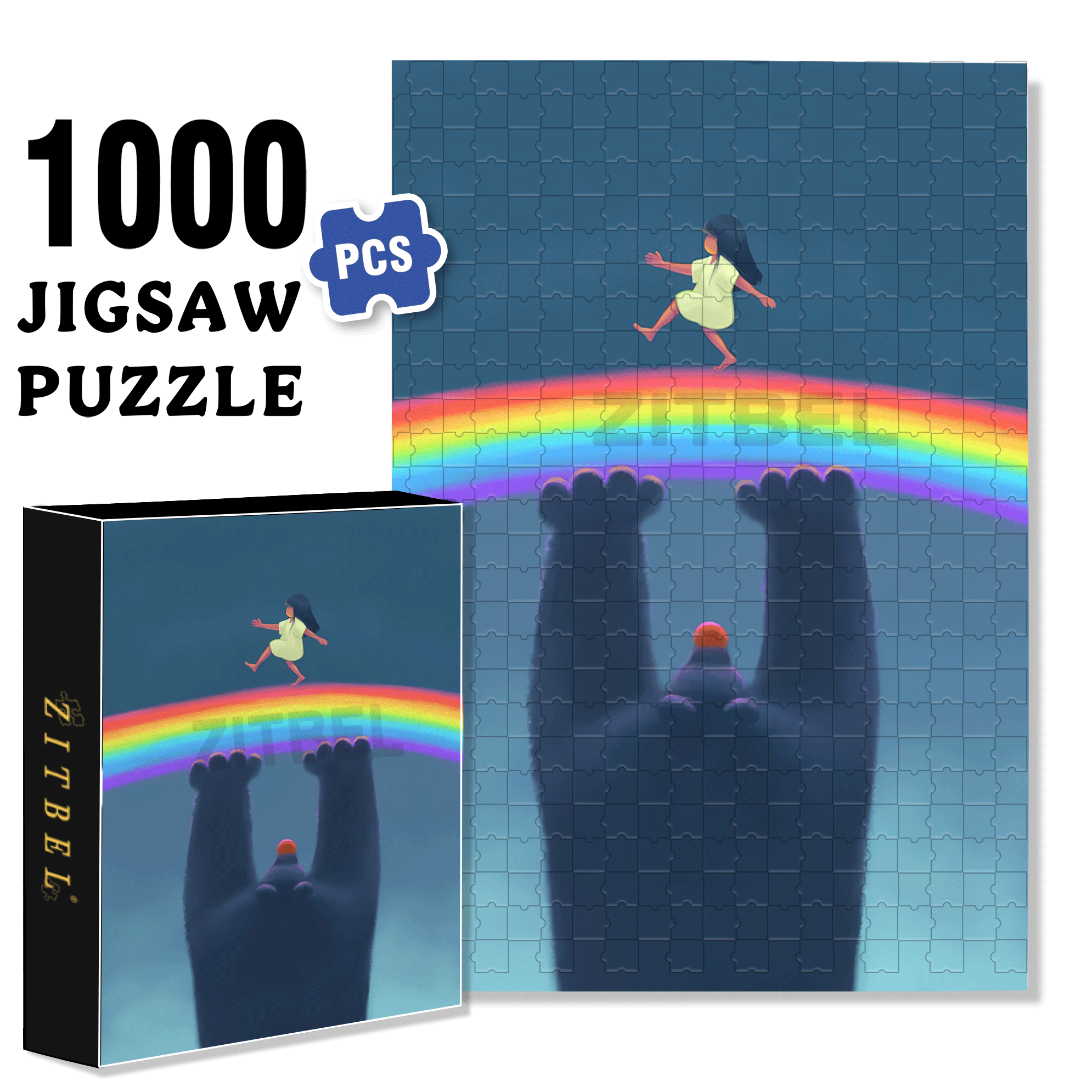 Rainbow Paradise 500pcs/1000pcs Jigsaw Puzzle, Scratch-Resistant, Interactive Family Game & Brain-Boosting DIY Decor, Perfect for Halloween, Christmas & New Year Gifts, Family Puzzle Game