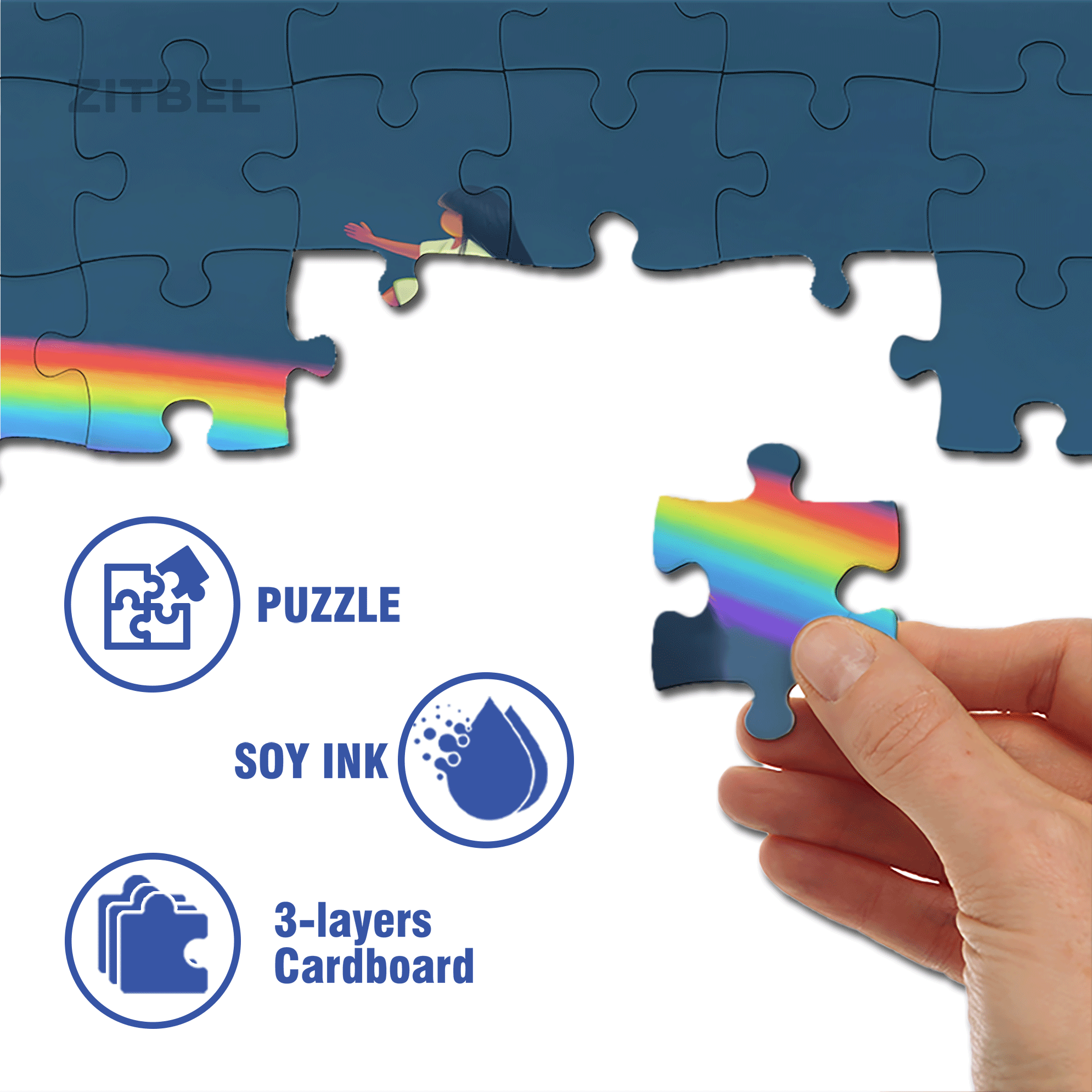 Rainbow Paradise 500pcs/1000pcs Jigsaw Puzzle, Scratch-Resistant, Interactive Family Game & Brain-Boosting DIY Decor, Perfect for Halloween, Christmas & New Year Gifts, Family Puzzle Game
