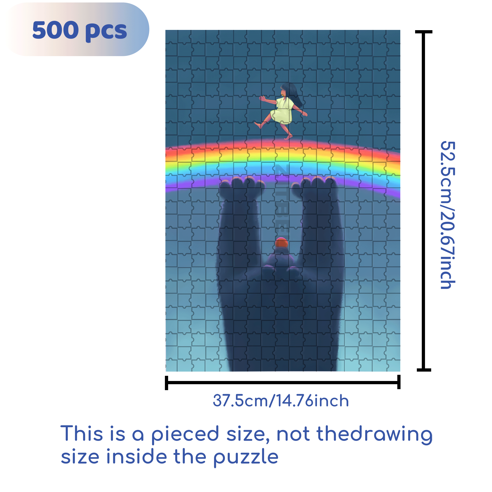 Rainbow Paradise 500pcs/1000pcs Jigsaw Puzzle, Scratch-Resistant, Interactive Family Game & Brain-Boosting DIY Decor, Perfect for Halloween, Christmas & New Year Gifts, Family Puzzle Game