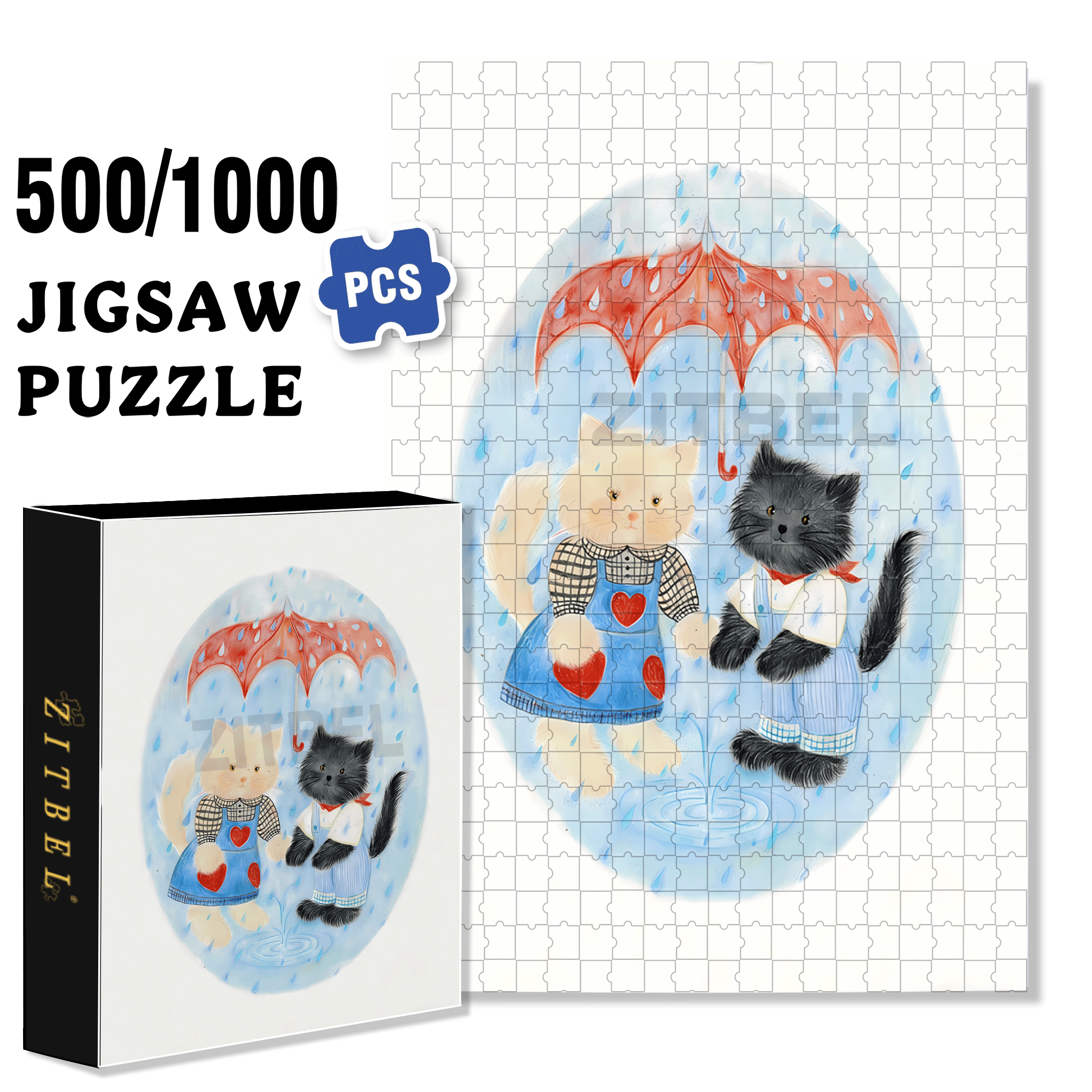 Red Umbrella 500pcs/1000pcs Jigsaw Puzzle, Scratch-Resistant, Interactive Family Game & Brain-Boosting DIY Decor, Perfect for Halloween, Christmas & New Year Gifts, Family Puzzle Game