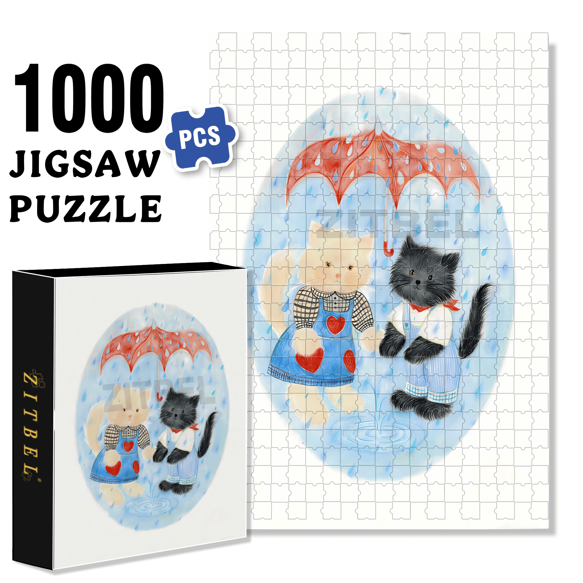 Red Umbrella 500pcs/1000pcs Jigsaw Puzzle, Scratch-Resistant, Interactive Family Game & Brain-Boosting DIY Decor, Perfect for Halloween, Christmas & New Year Gifts, Family Puzzle Game