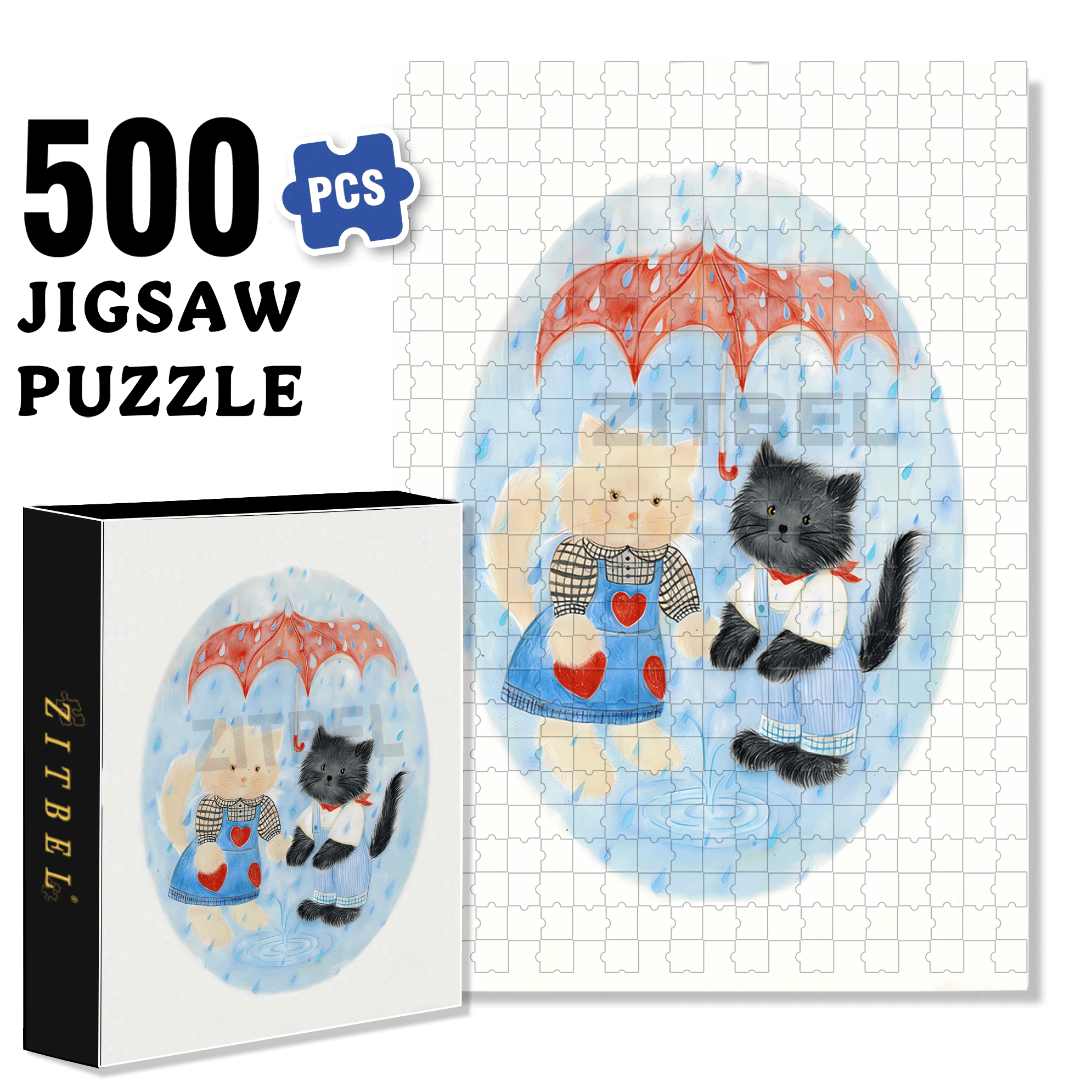 Red Umbrella 500pcs/1000pcs Jigsaw Puzzle, Scratch-Resistant, Interactive Family Game & Brain-Boosting DIY Decor, Perfect for Halloween, Christmas & New Year Gifts, Family Puzzle Game