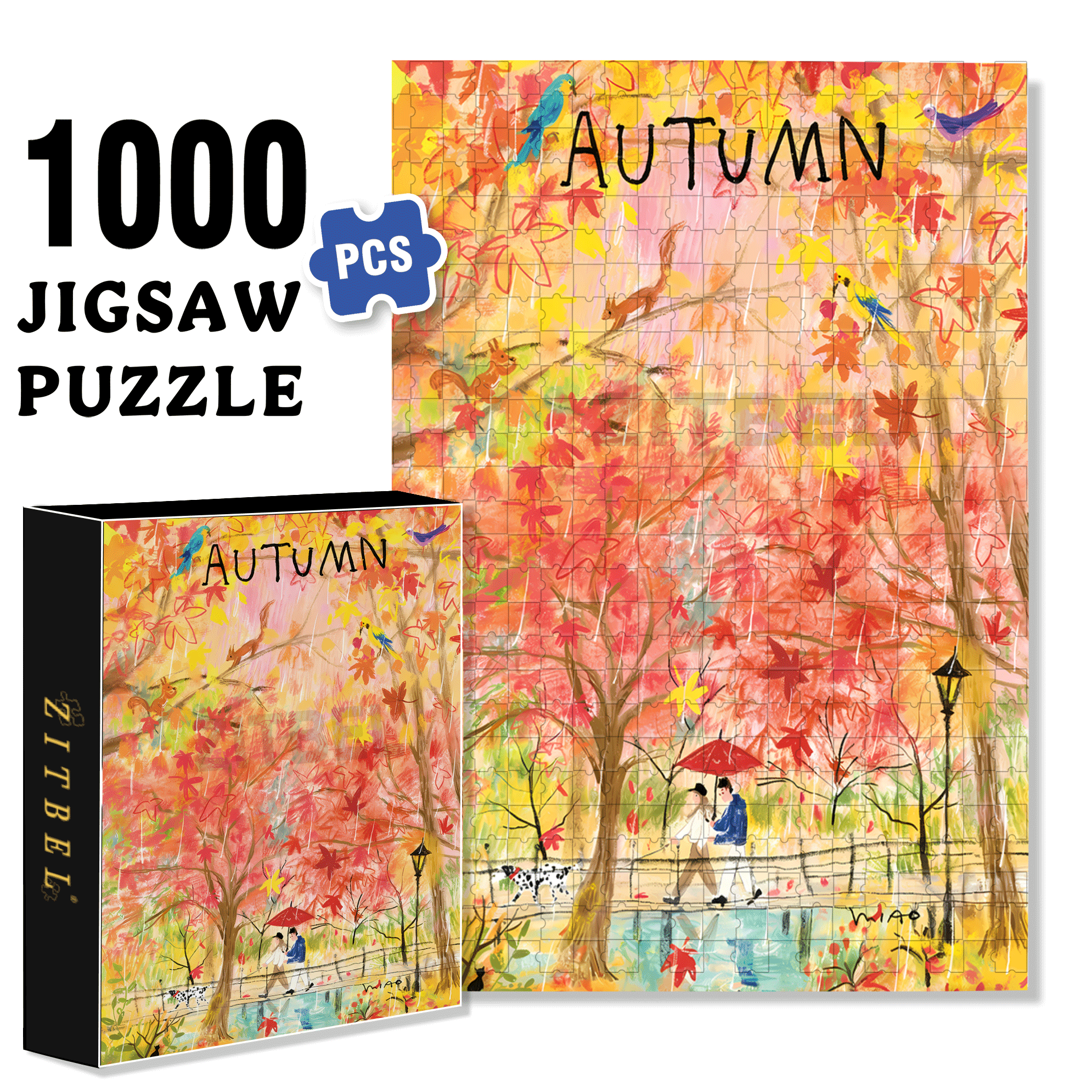 Retain Autumn 500pcs/1000pcs Jigsaw Puzzle, Scratch-Resistant, Interactive Family Game & Brain-Boosting DIY Decor, Perfect for Halloween, Christmas & New Year Gifts, Family Puzzle Game