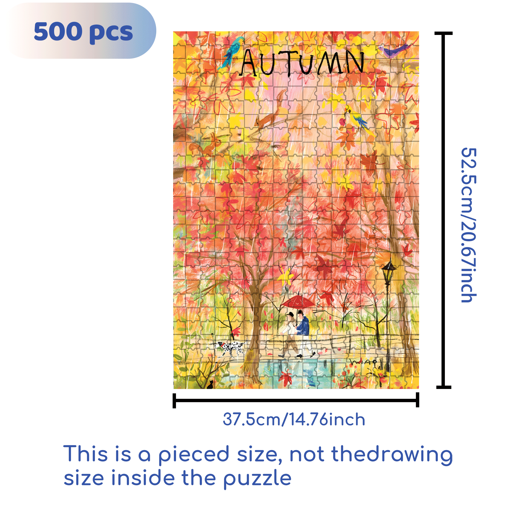 Retain Autumn 500pcs/1000pcs Jigsaw Puzzle, Scratch-Resistant, Interactive Family Game & Brain-Boosting DIY Decor, Perfect for Halloween, Christmas & New Year Gifts, Family Puzzle Game