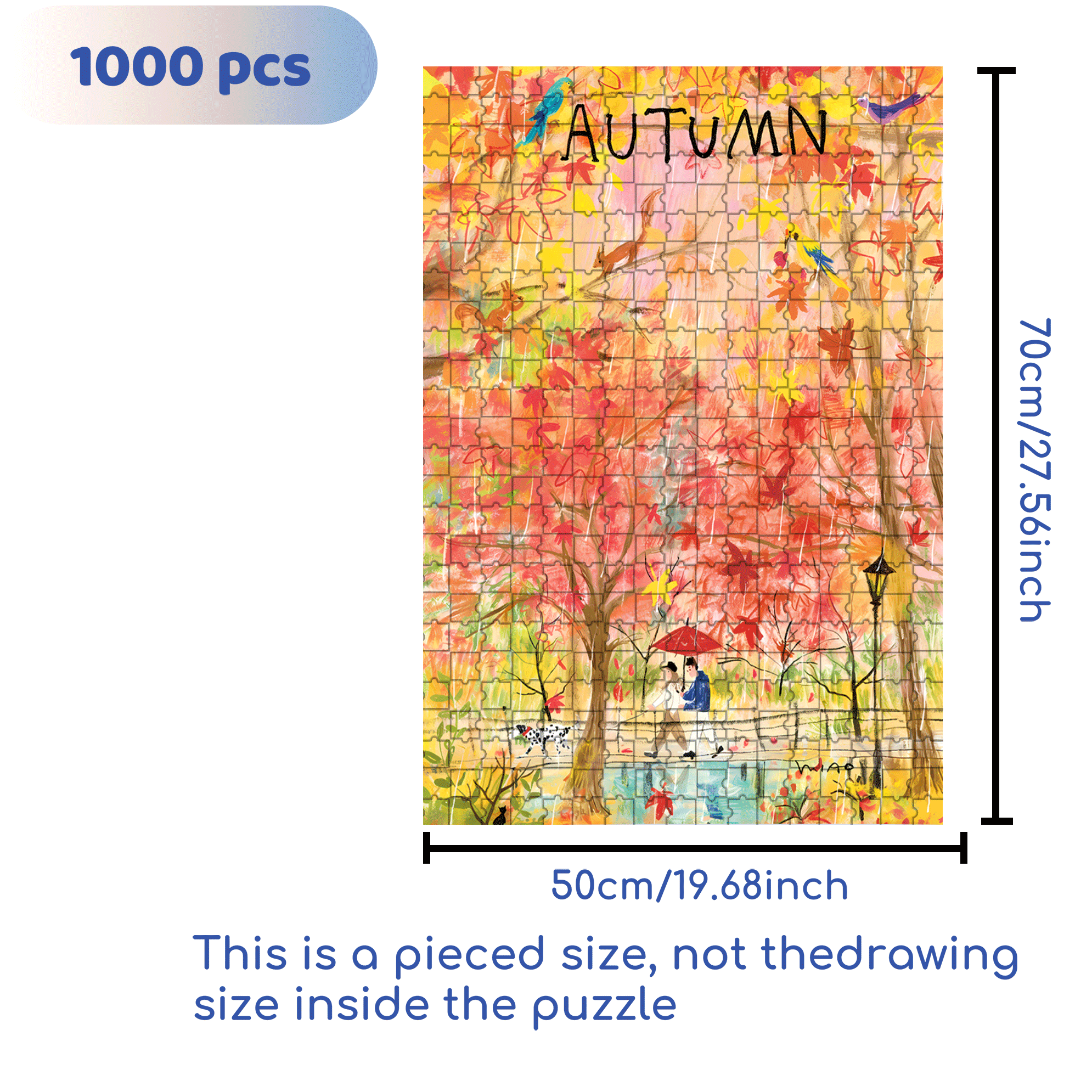 Retain Autumn 500pcs/1000pcs Jigsaw Puzzle, Scratch-Resistant, Interactive Family Game & Brain-Boosting DIY Decor, Perfect for Halloween, Christmas & New Year Gifts, Family Puzzle Game